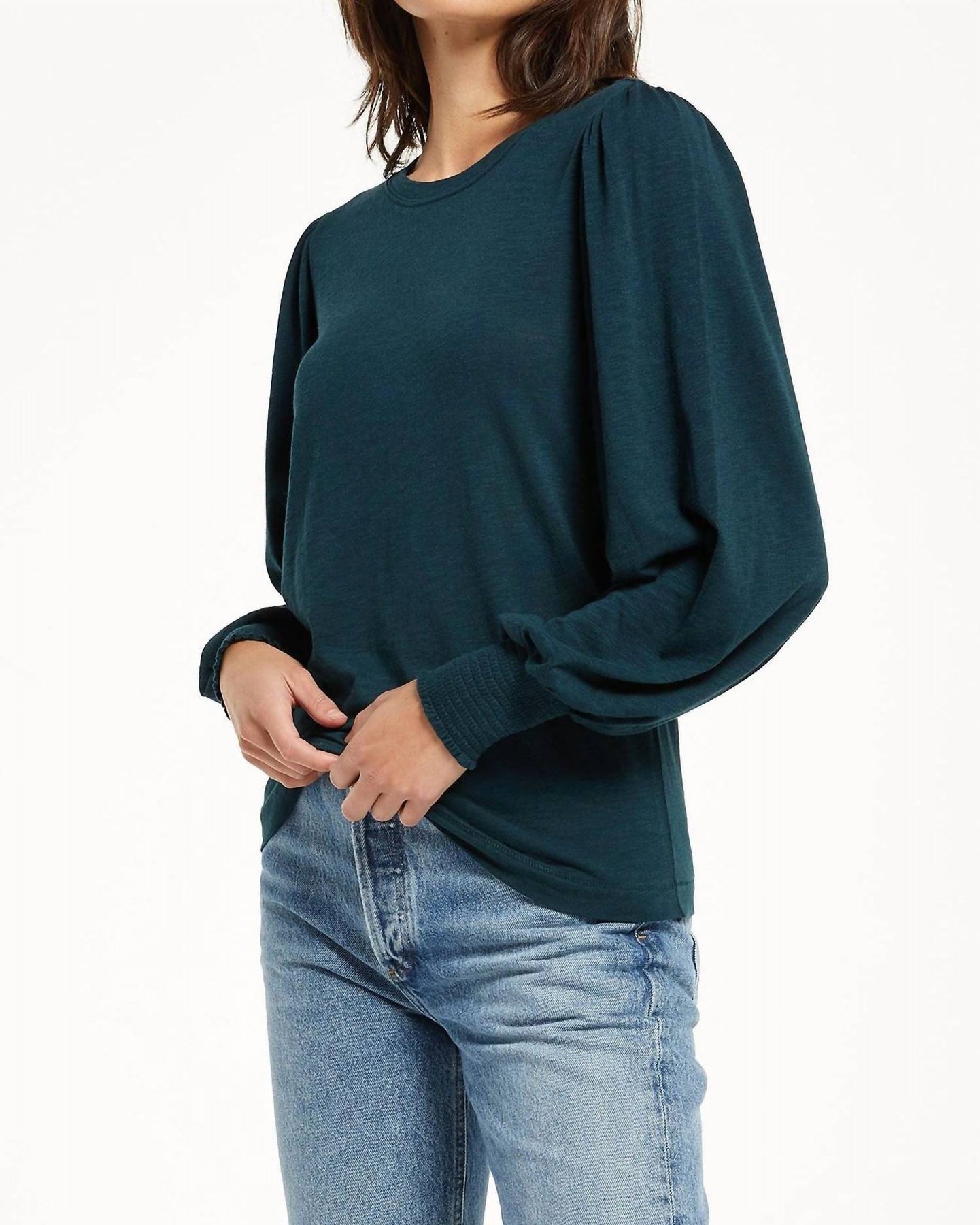 Rebel Brushed Slub Top In Deep Emerald