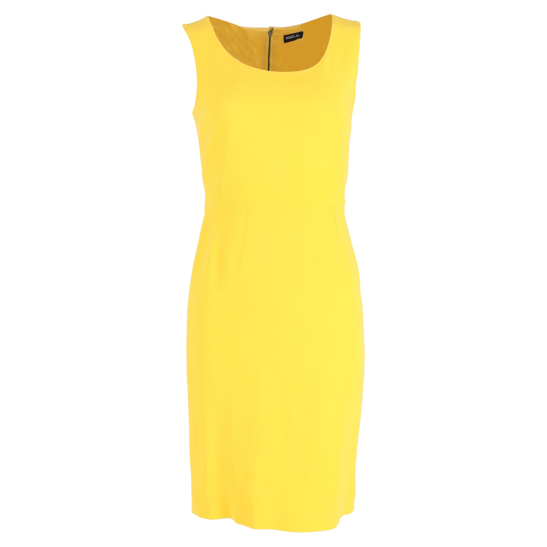 Dolce & Gabbana Sleeveless Stretch Cady Tubino Dress In Yellow Rayon 7826349391932