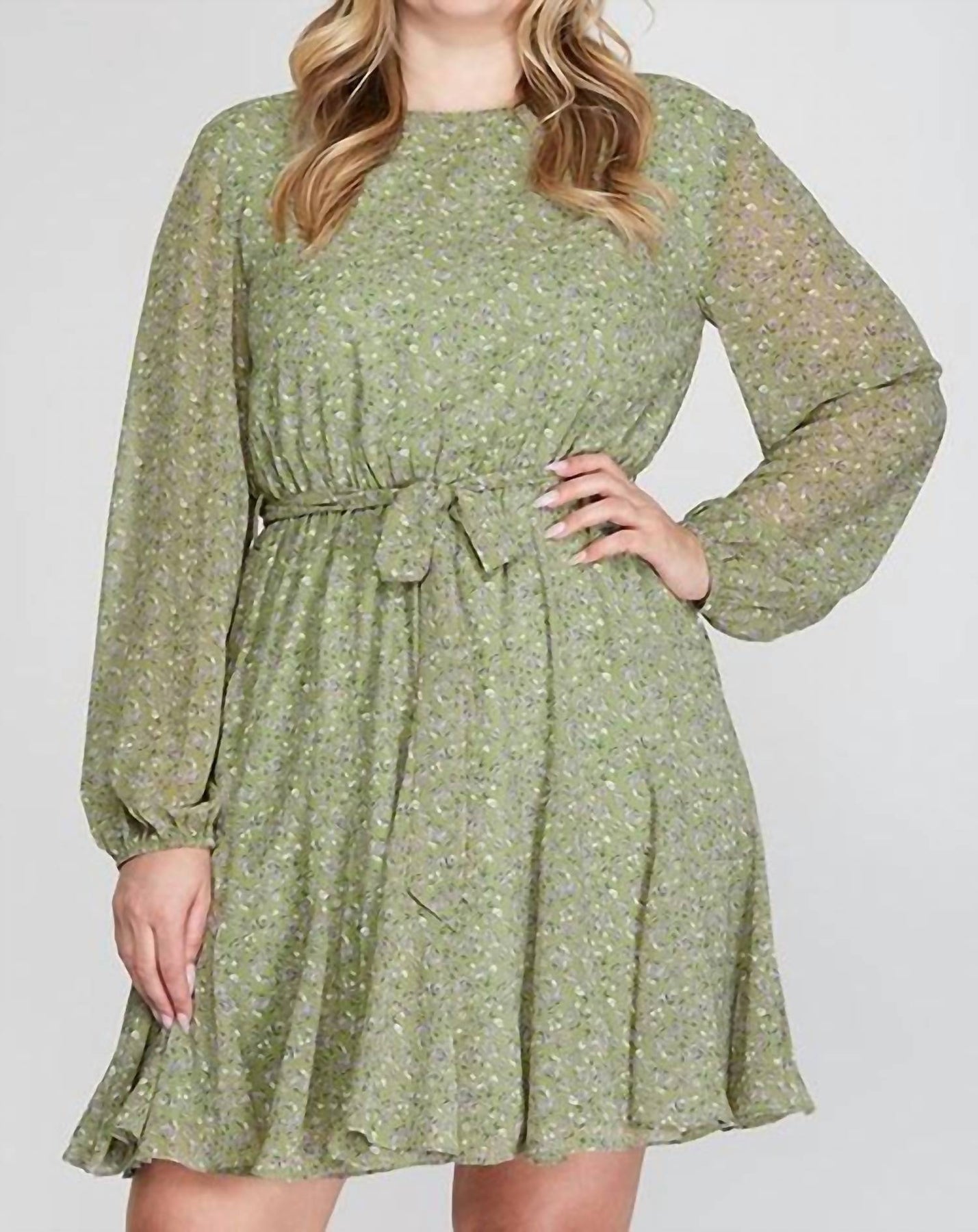 Sage And Lavender Dress In Green