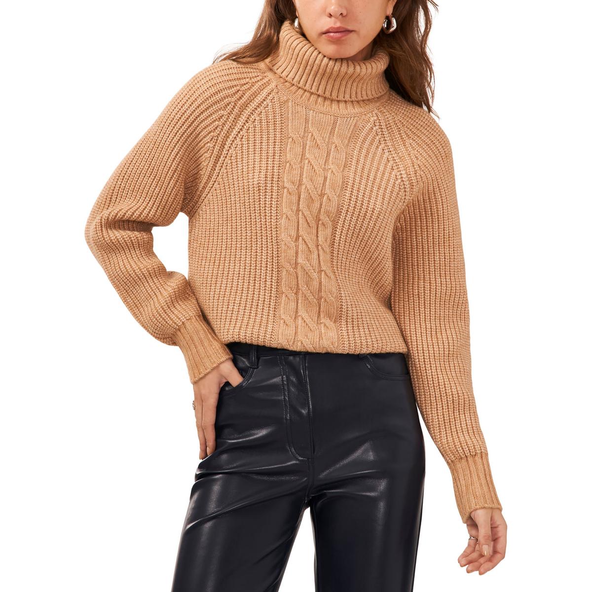 Knit Ribbed Trim Turtleneck Sweater