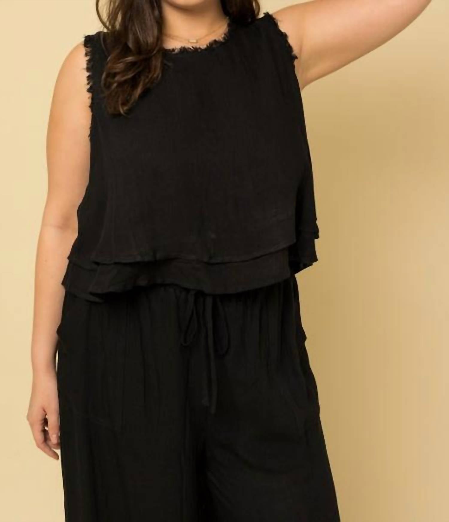 Fringe Rayon Top In Black