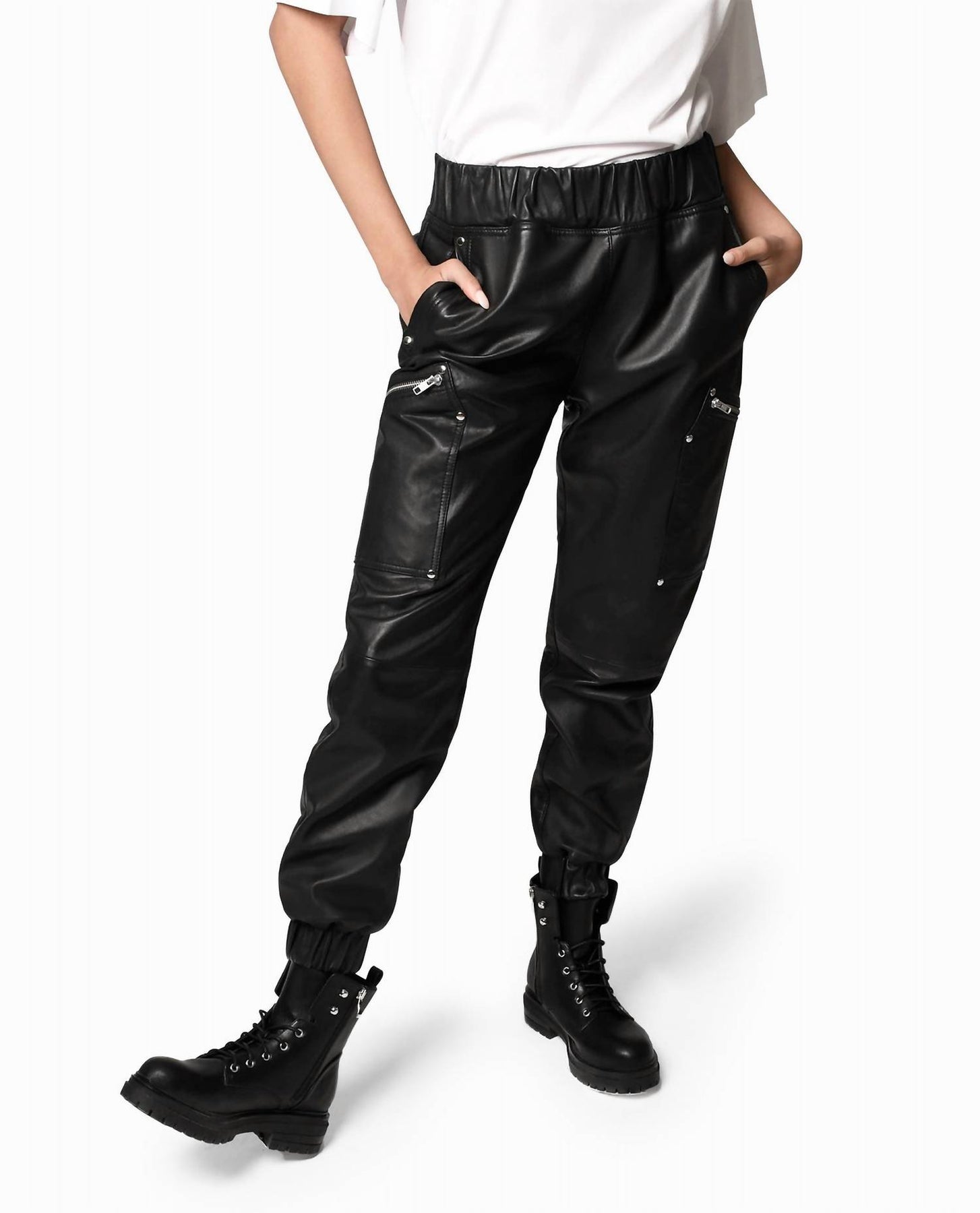 Leather Space Jogger In Black 7686634668092