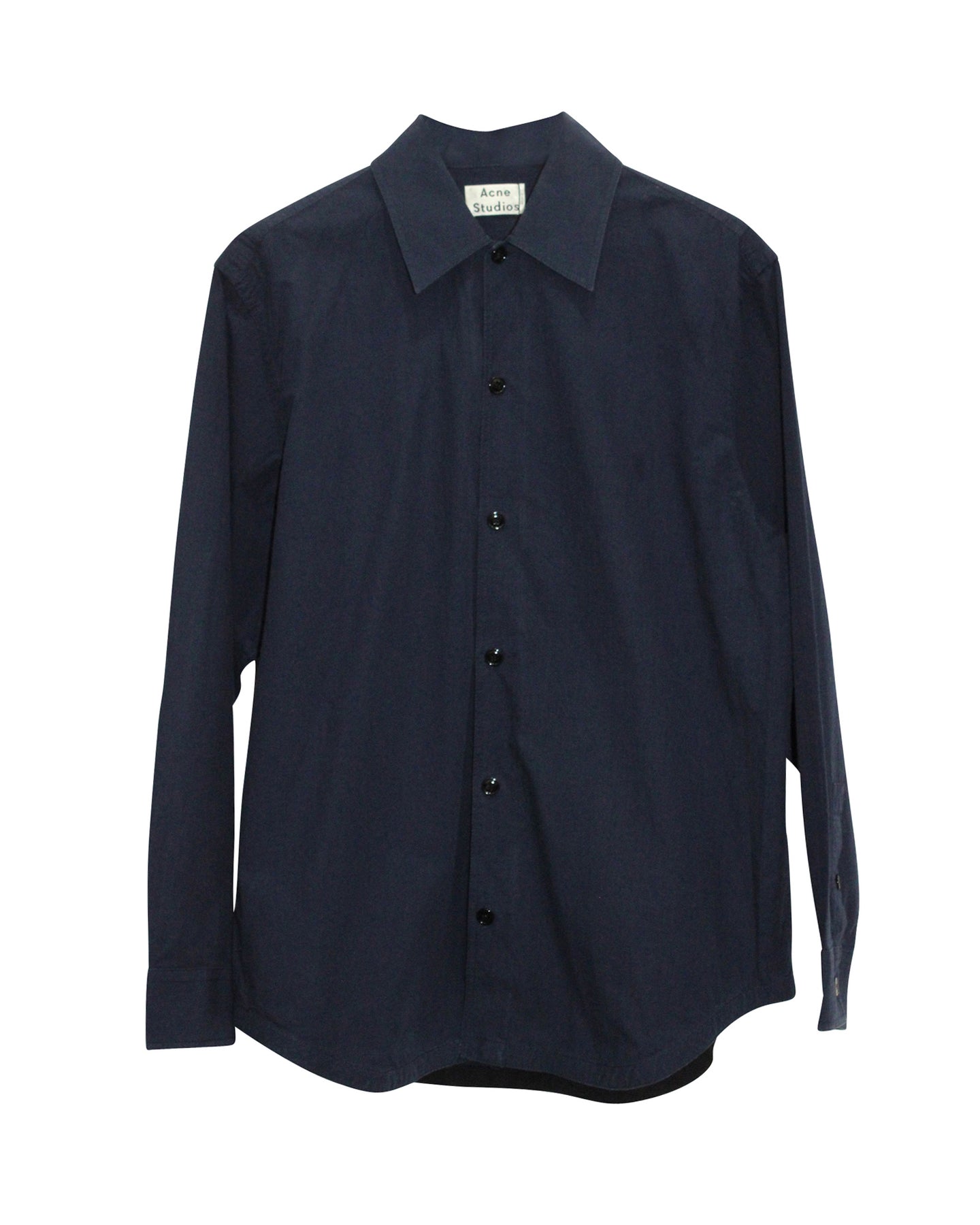 Acne Studios Button Down Shirt in Navy Blue Cotton 7826336874556