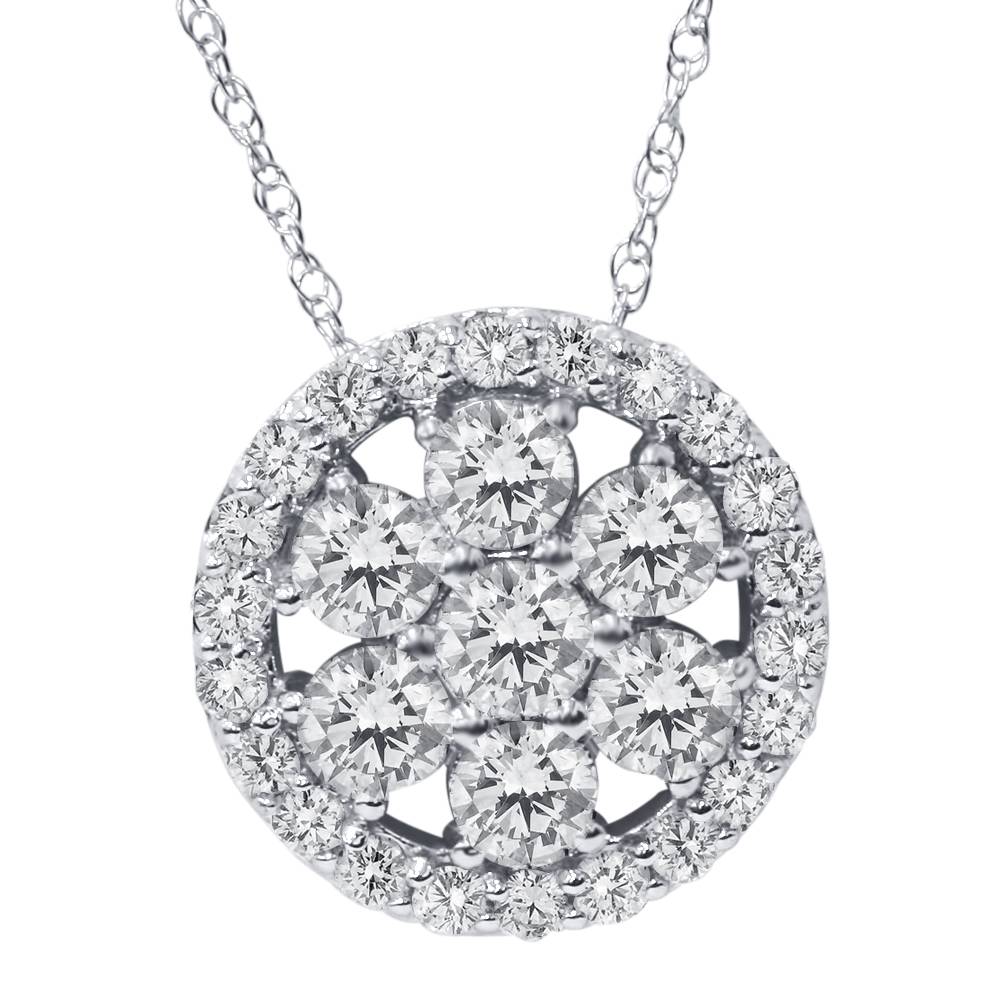 1 ct Diamond Halo Pendant 14K White Gold 7686634537020