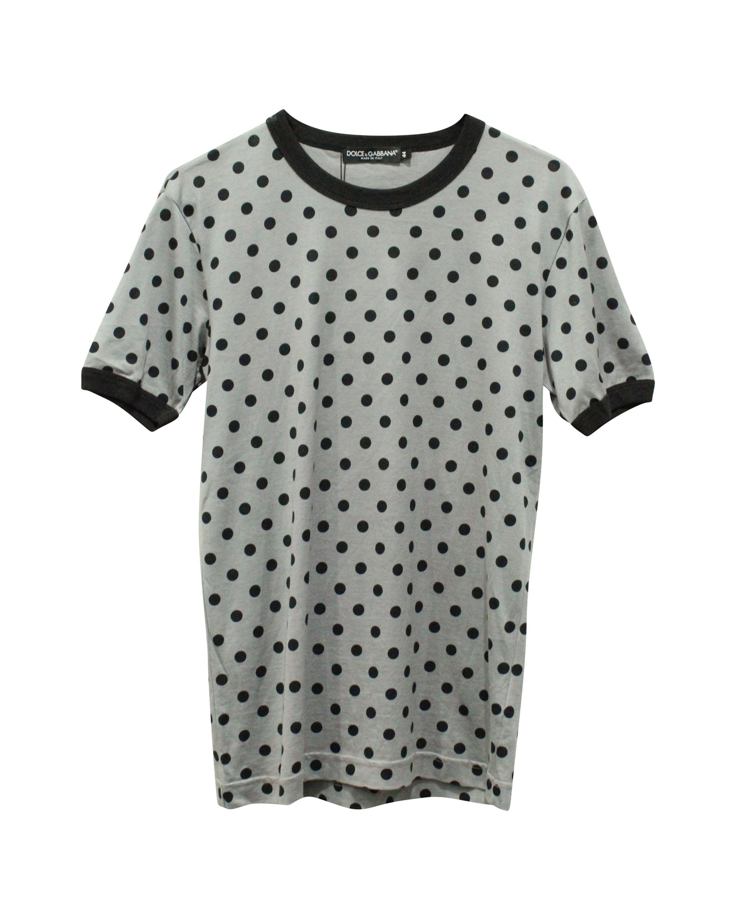 Dolce & Gabbana Polka Dot Crew Neck Shirt in Grey Cotton 7826339168316