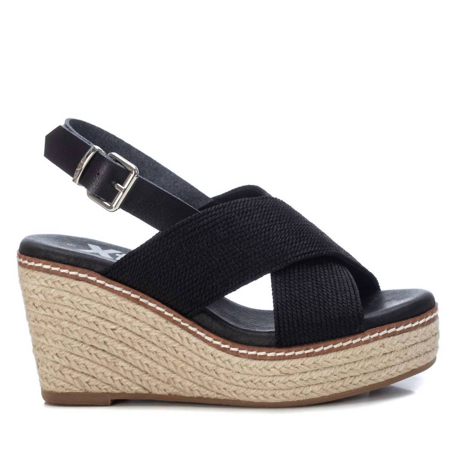 Women's Jute Wedge Sandals In Black