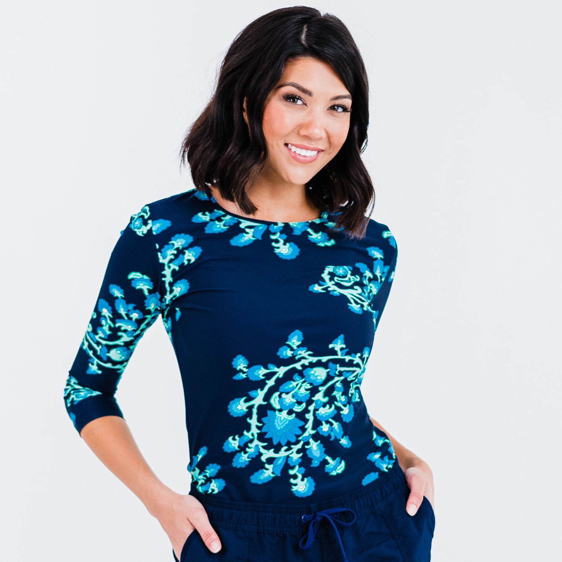 Women's Women's 3/4 Sleeve Rash Guard Margaux Swim Top 7761303732284