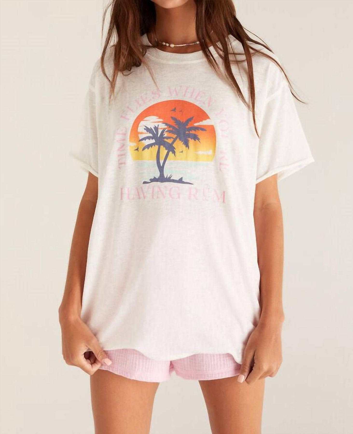 Time Flies Tee In White Shell