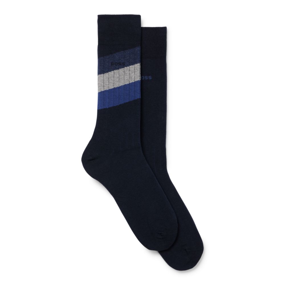 Two-pack of regular-length stretch-cotton-blend socks