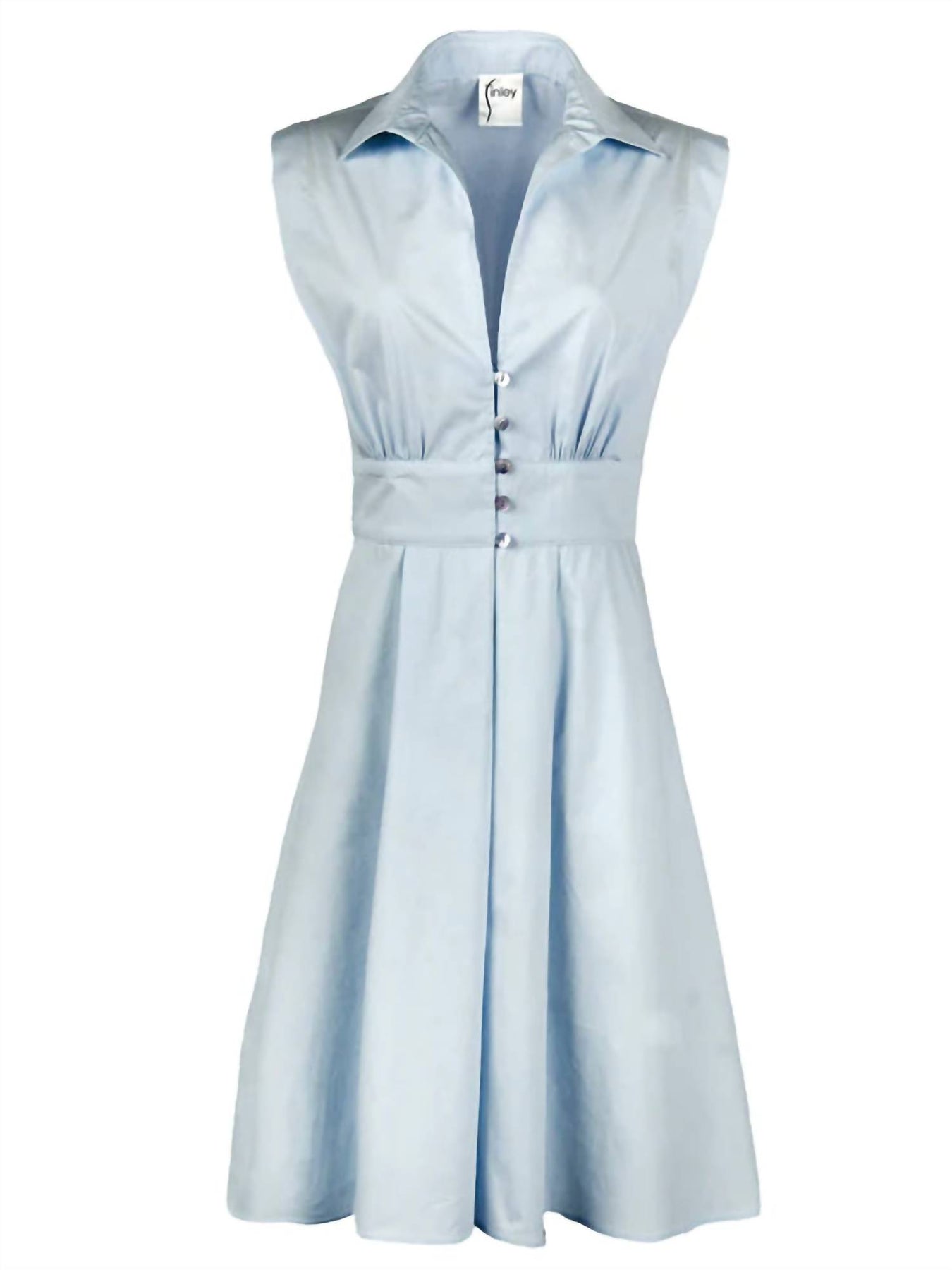 Ladylike Shirt Dress In Pale Blue Weathercloth 7770385842236
