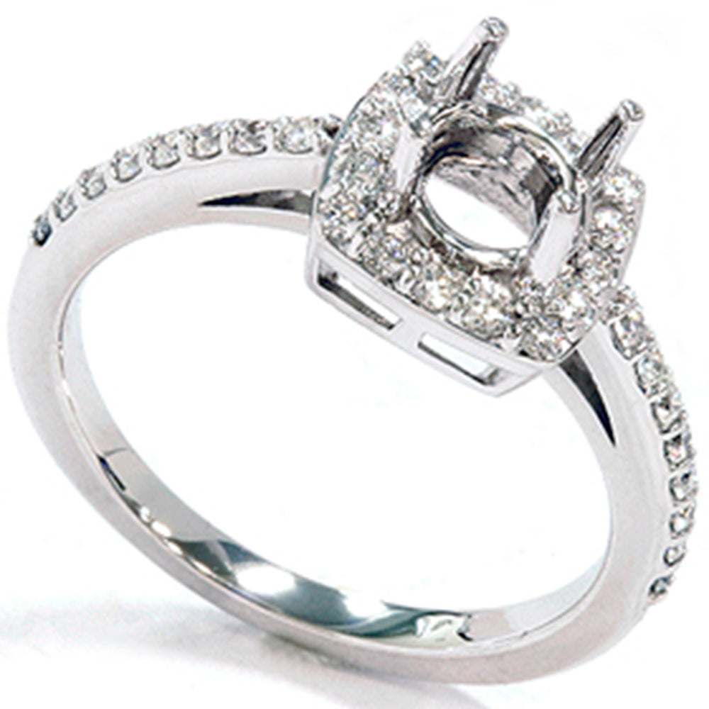 1/3ct Diamond Halo 14K White Gold Engagement Ring Setting 7688331362364