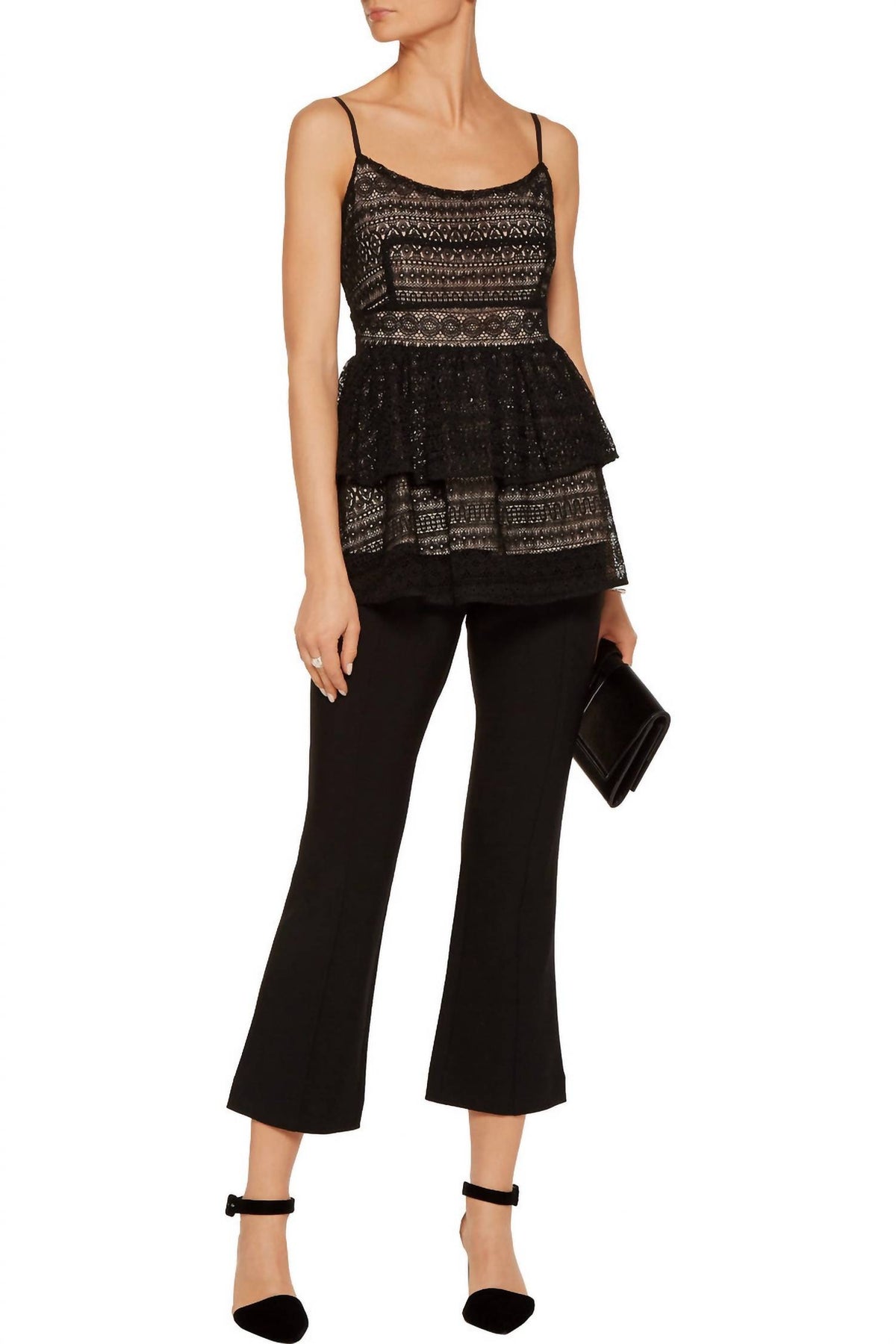 Women's Belinda Peplum Lace Top In Black Nude 7745014169660