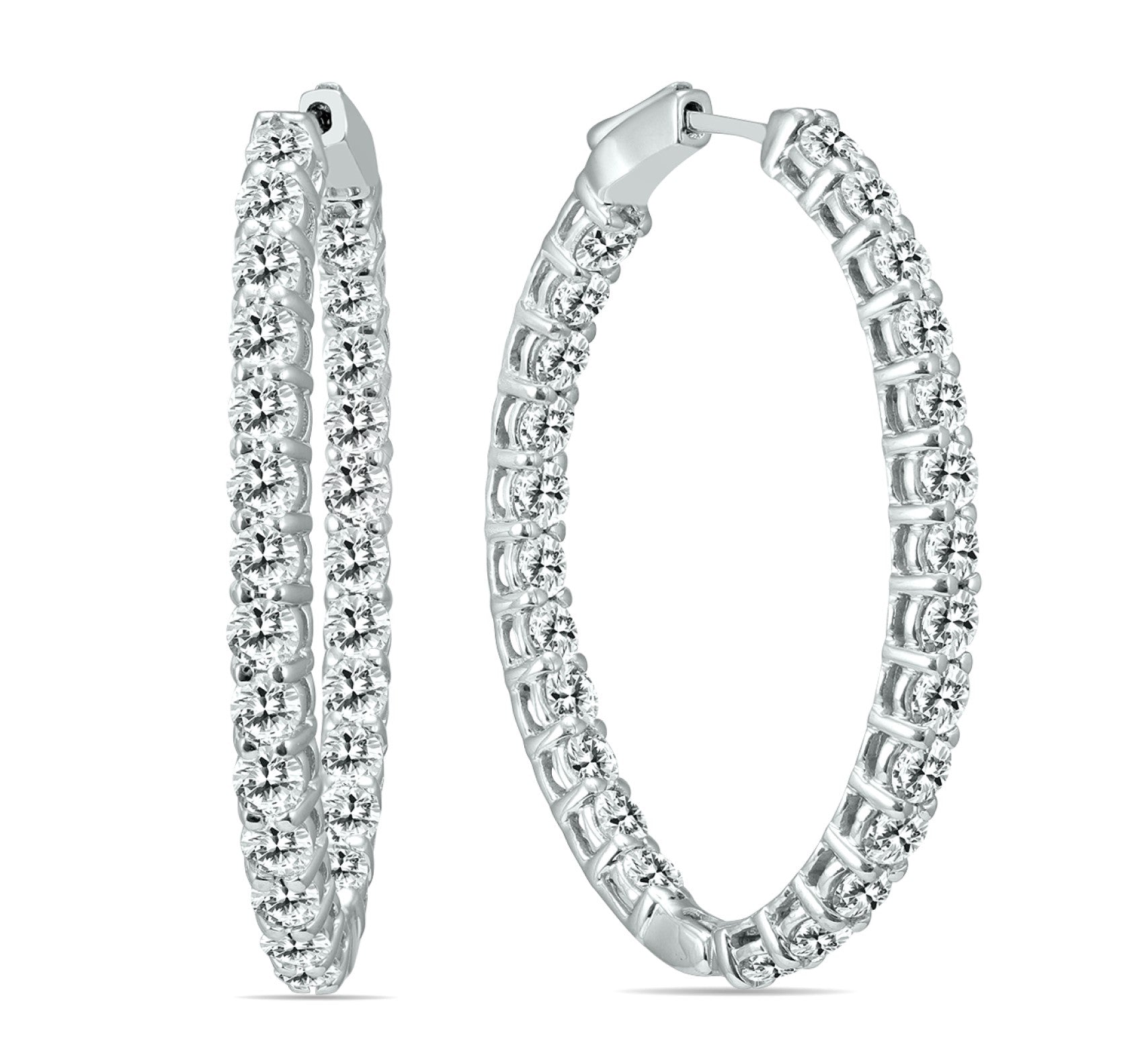 14kt white gold diamond in-out round hoop earrings comprised of 5.00 cts tw 7261520003132