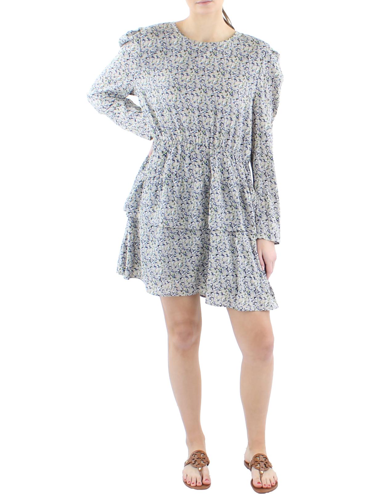 Womens Floral Tiered Mini Dress