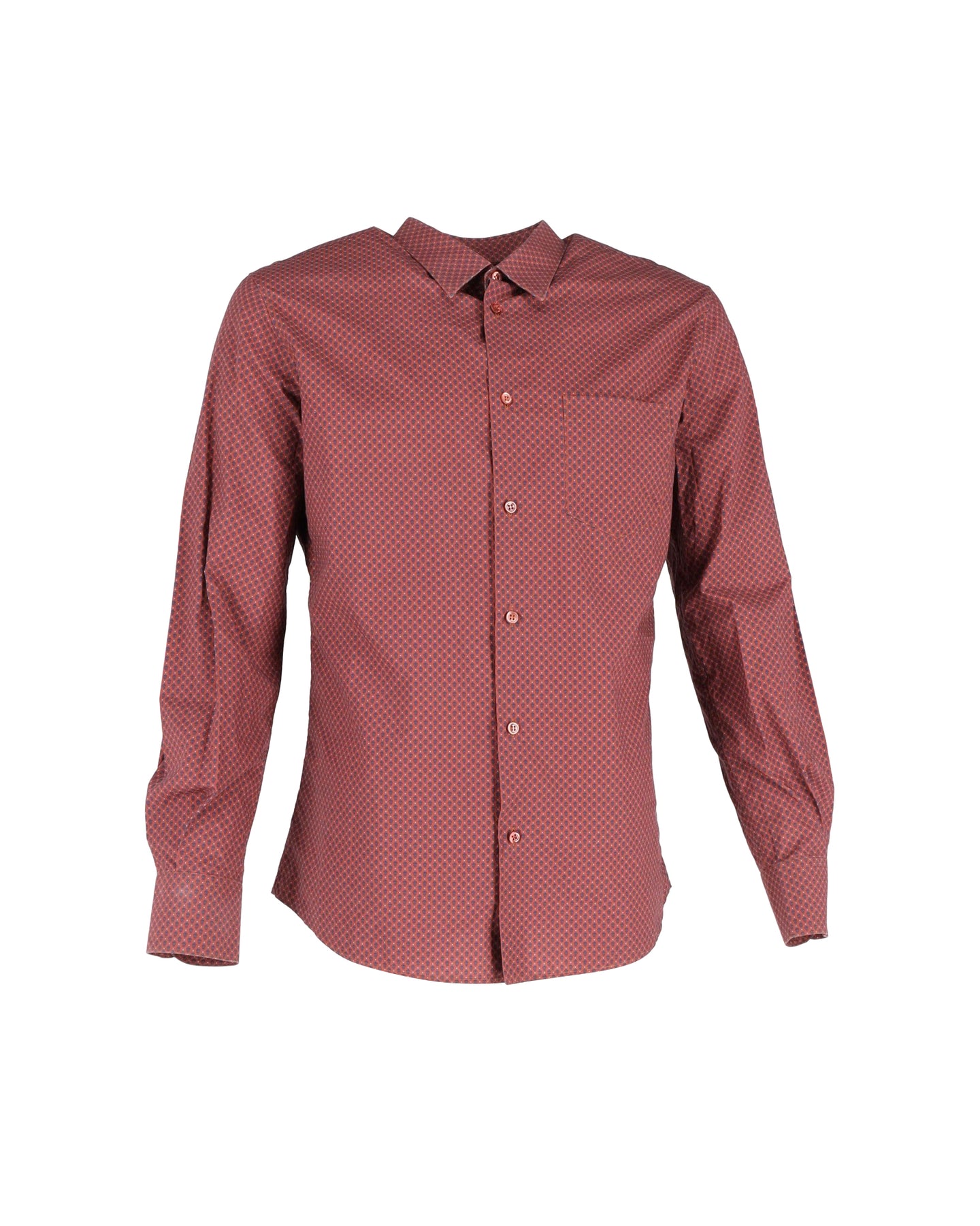 Alexander McQueen Small Skull Print Shirt in Dark Red Cotton