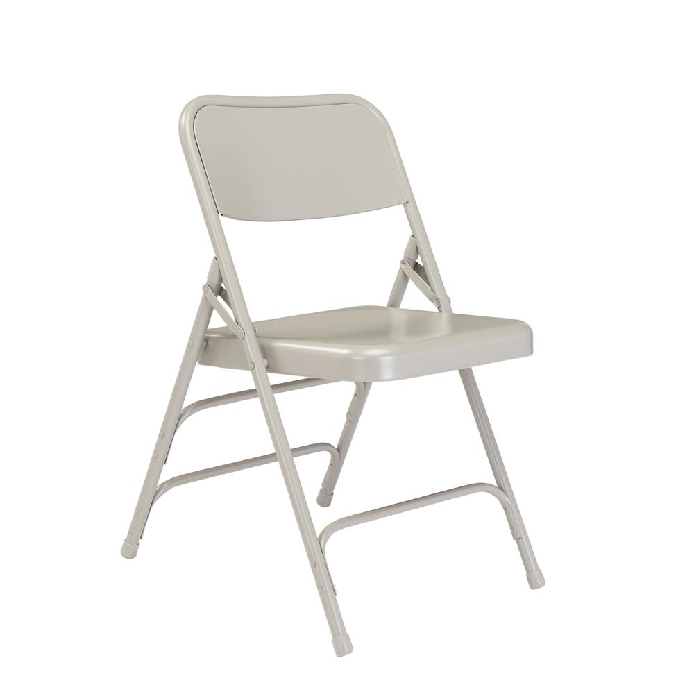 NPS 300 Series Deluxe All-Steel Triple Brace Double Hinge Folding Chair, Grey (Pack of 4)