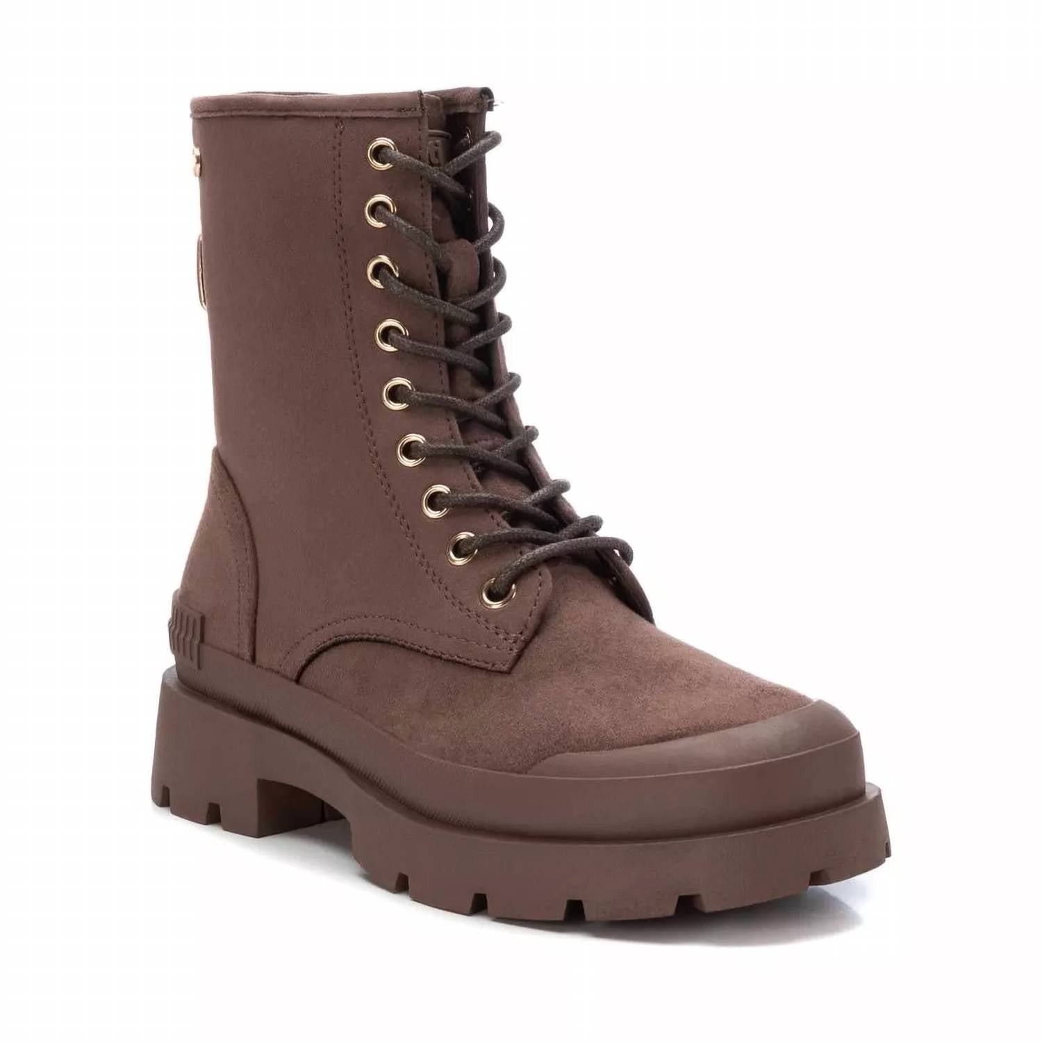 Women's Suede Lace-Up Booties In Brown