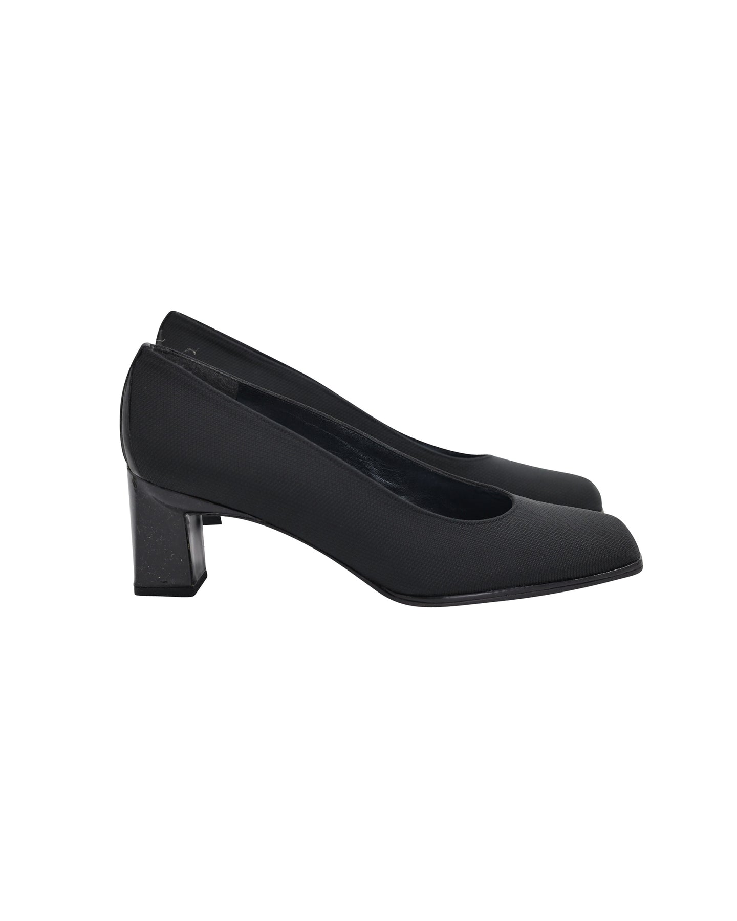 Stuart Weitzman Viclassy Cordine Heel Pumps in Black Canvas