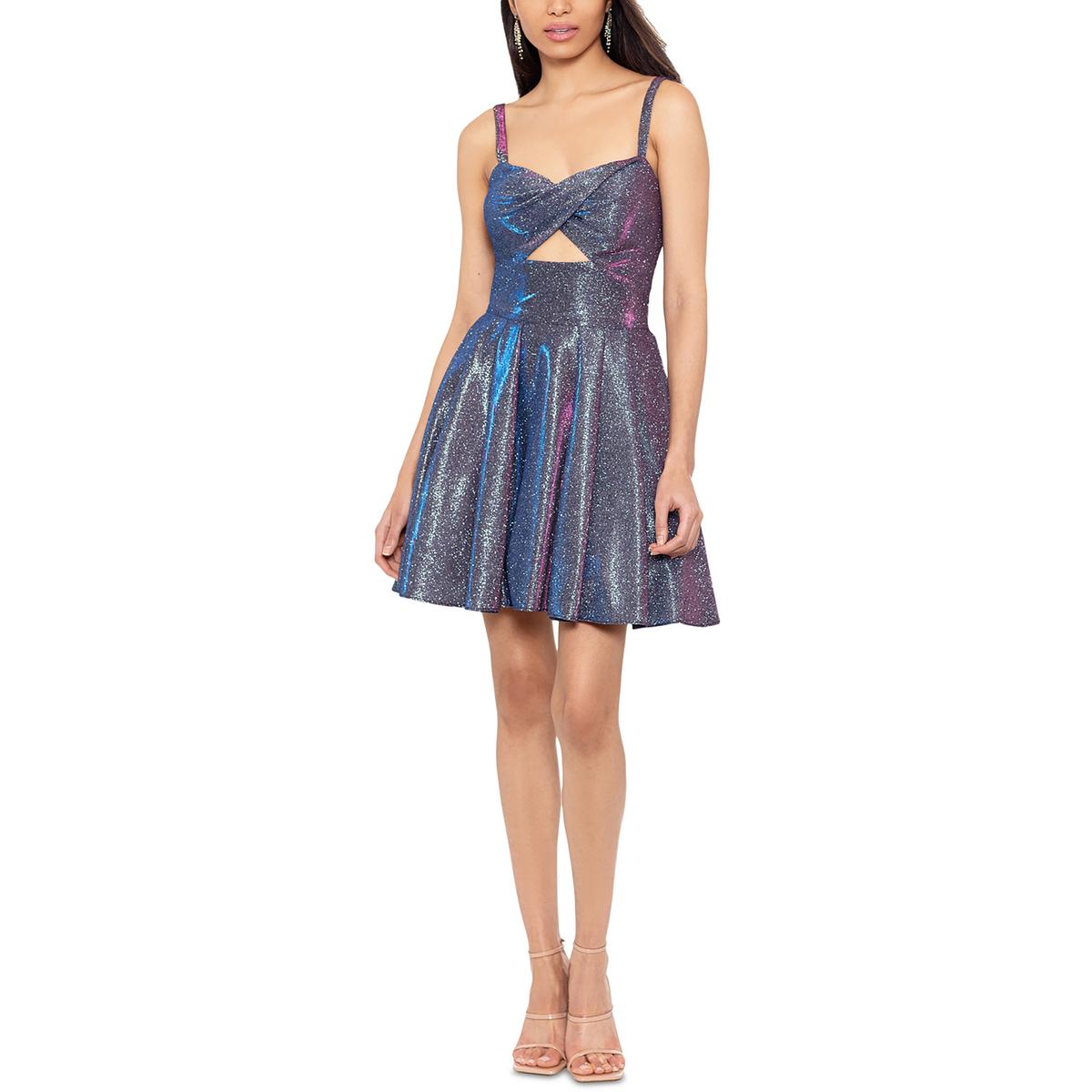 Juniors Metallic Fit & Flare Dress