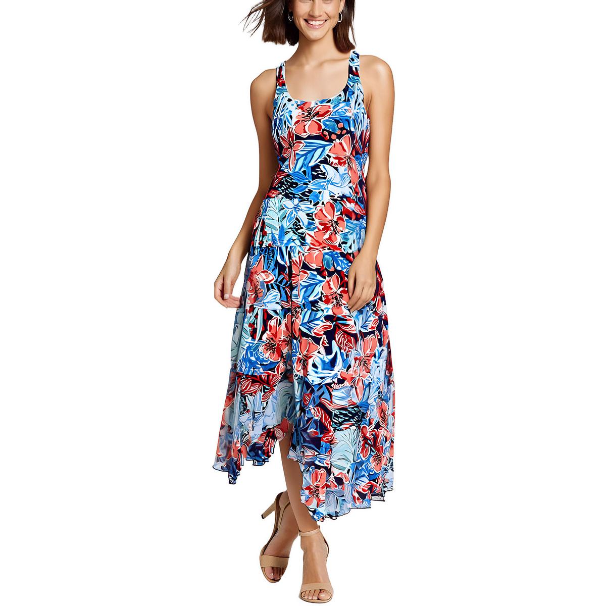 Floral Print Chiffon Midi Dress