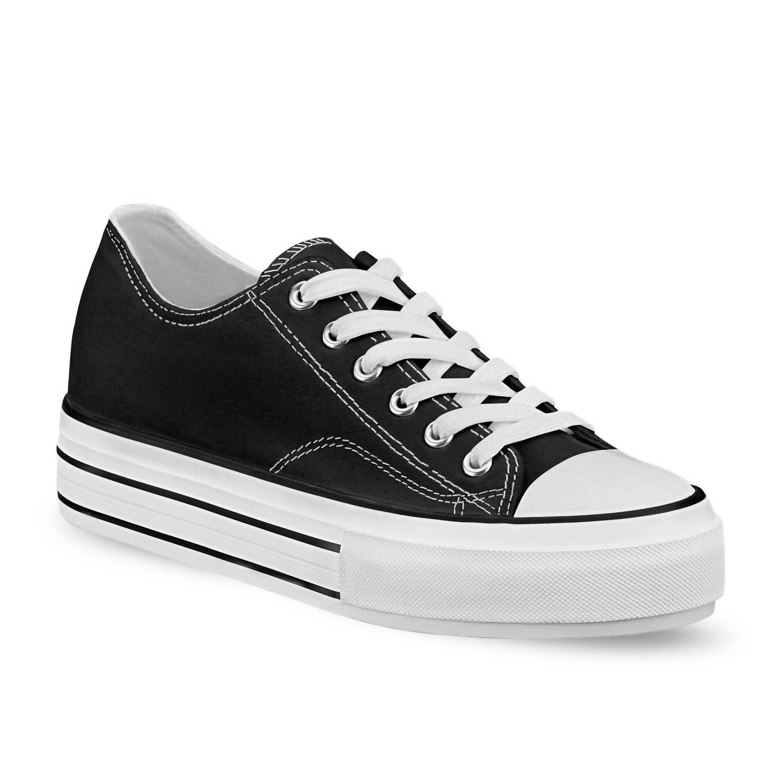 Women's Canvas Sneakers Platform In Black