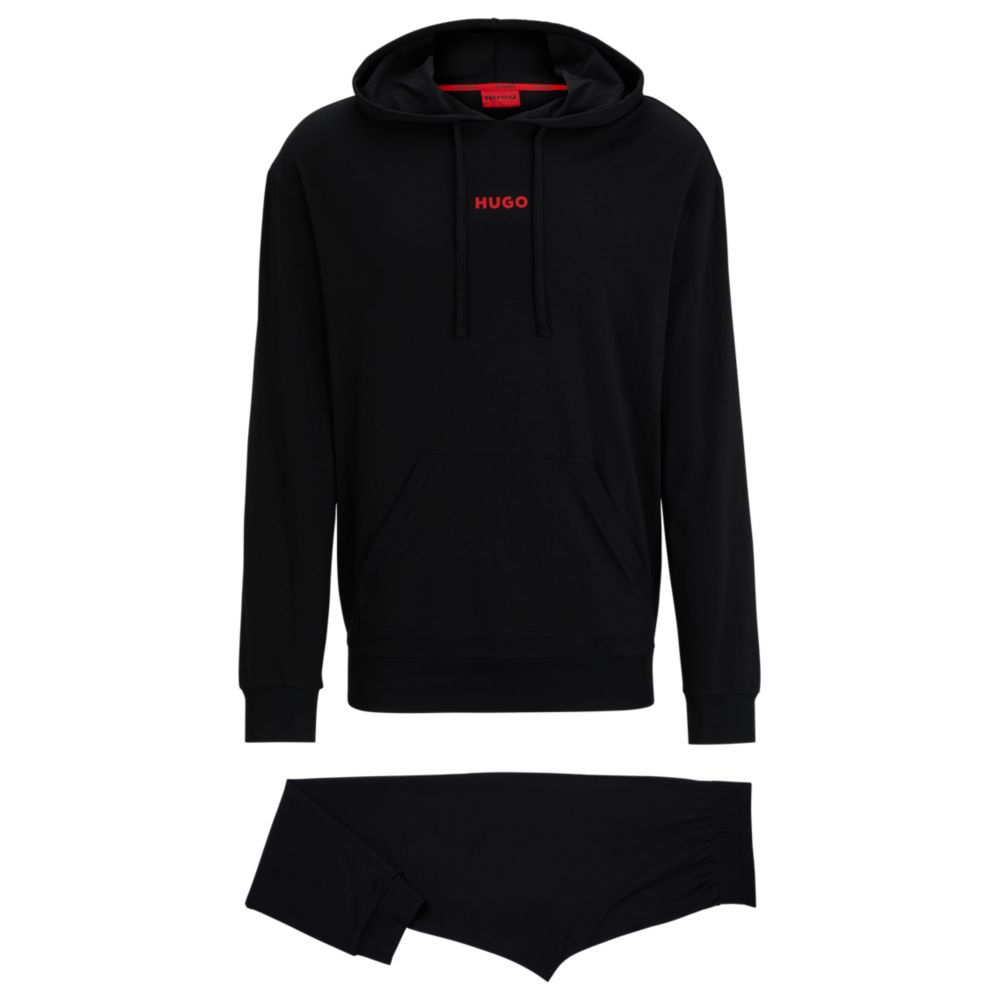 Relaxed-fit branded pajama set in stretch cotton