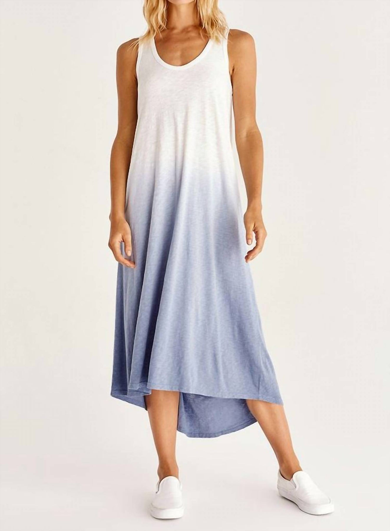 Amalfi Slub Dip-Dye Dress In Ocean 7271682113596