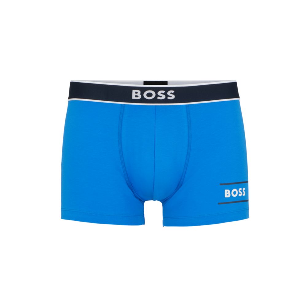 Cotton-blend trunks with stripes and logos