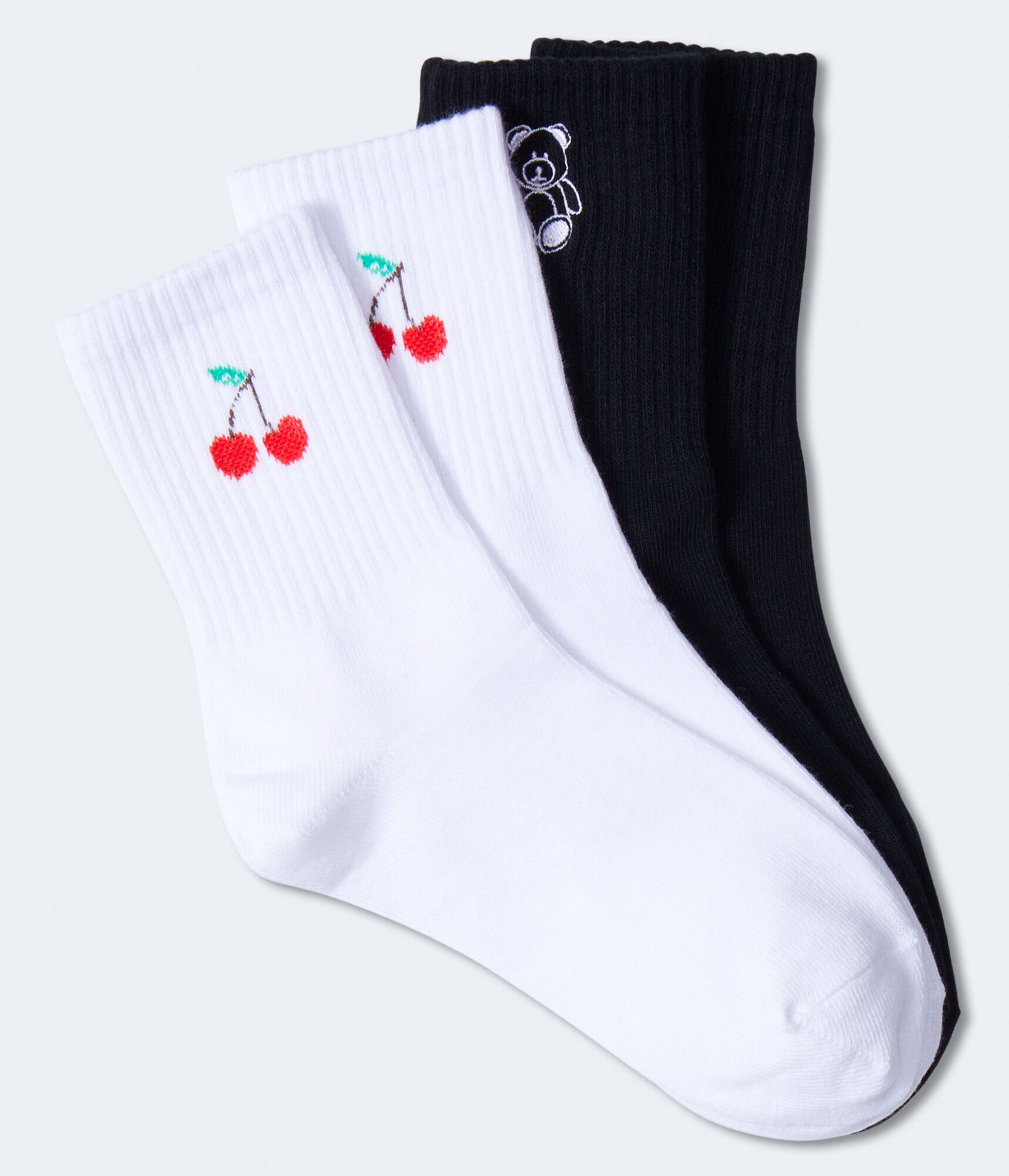 Aeropostale Cherries & Teddy Bear Crew Sock 2-Pack