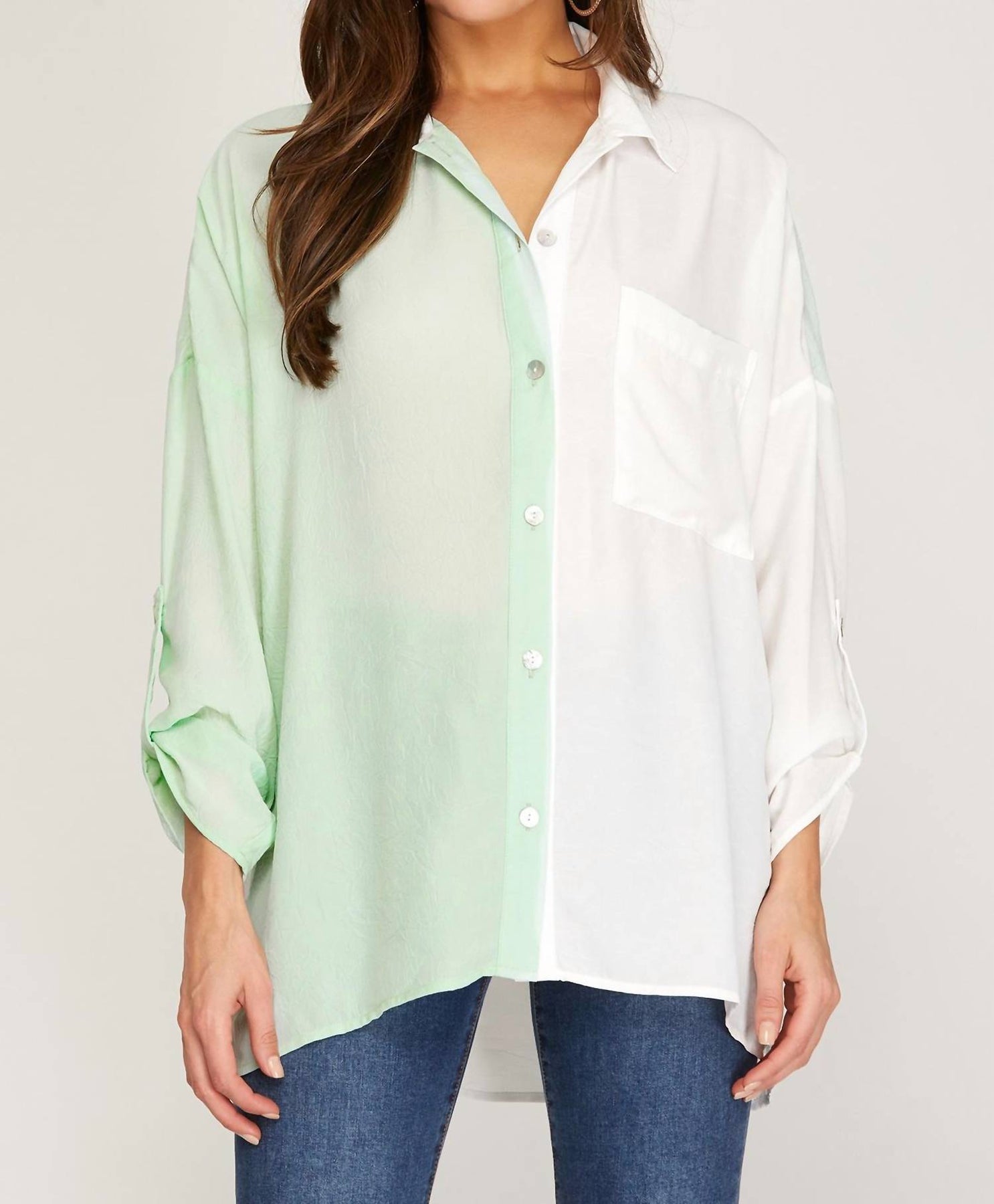 Multi Color Button Up In Mint