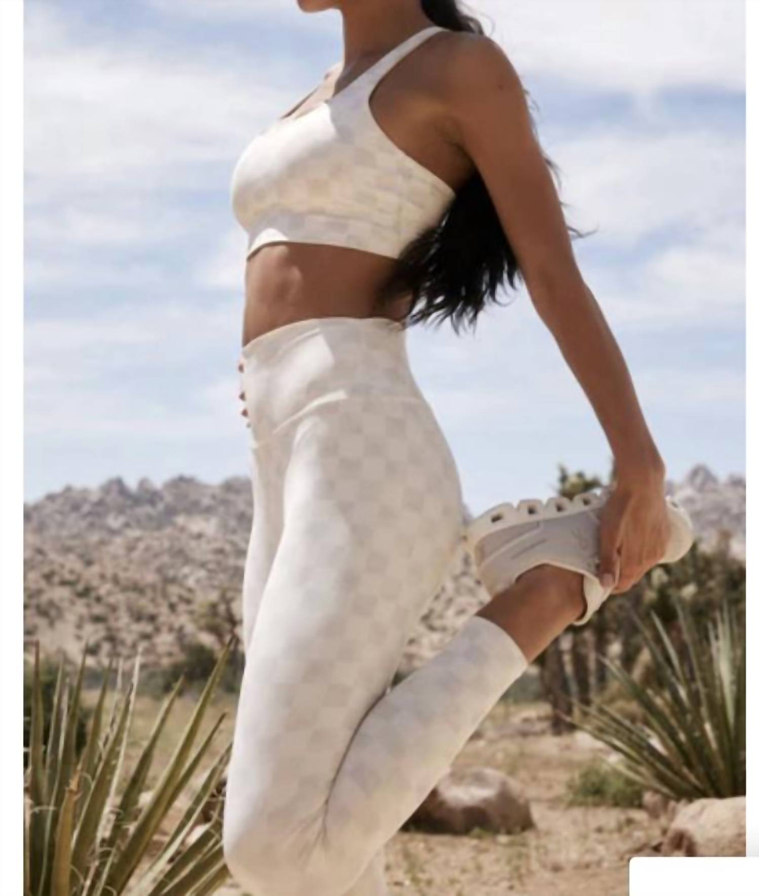 Checkered Sports Bra In Sandstone