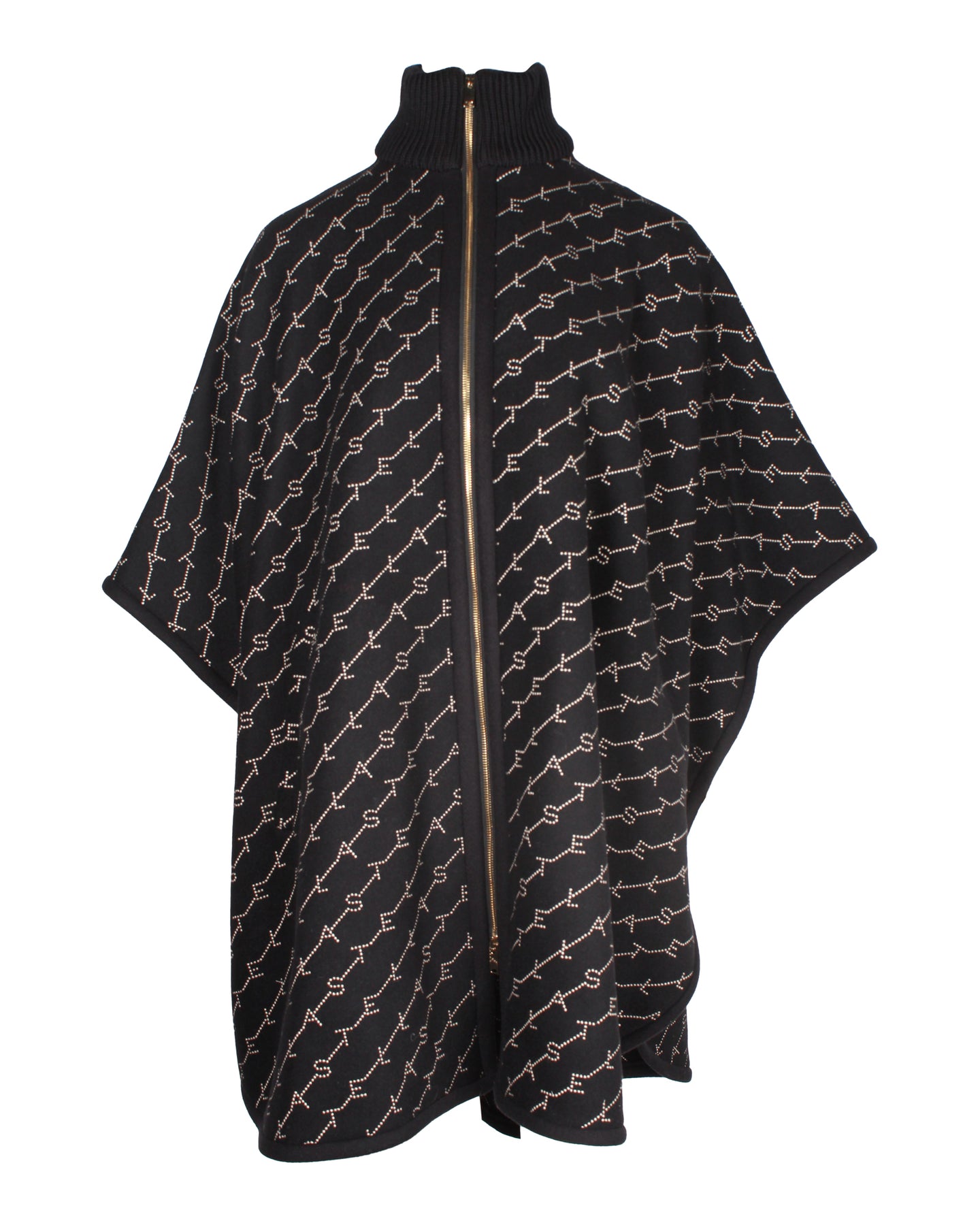 Stella McCartney Embroidered Logo Cape in Black Wool 7826360926268