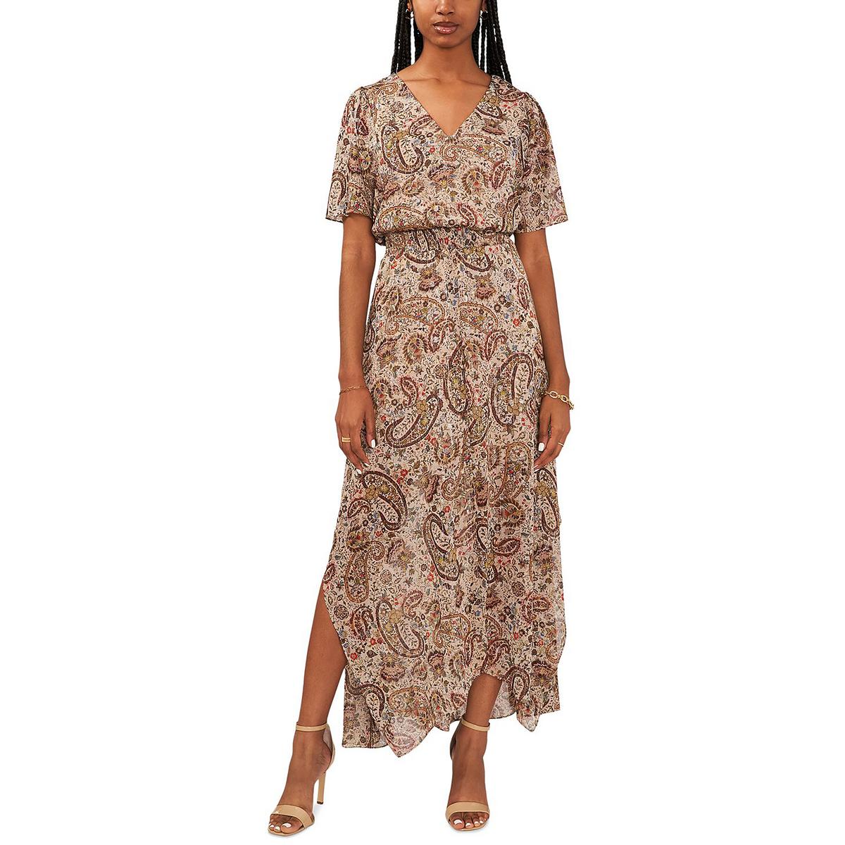 Metallic Tea Length Shift Dress