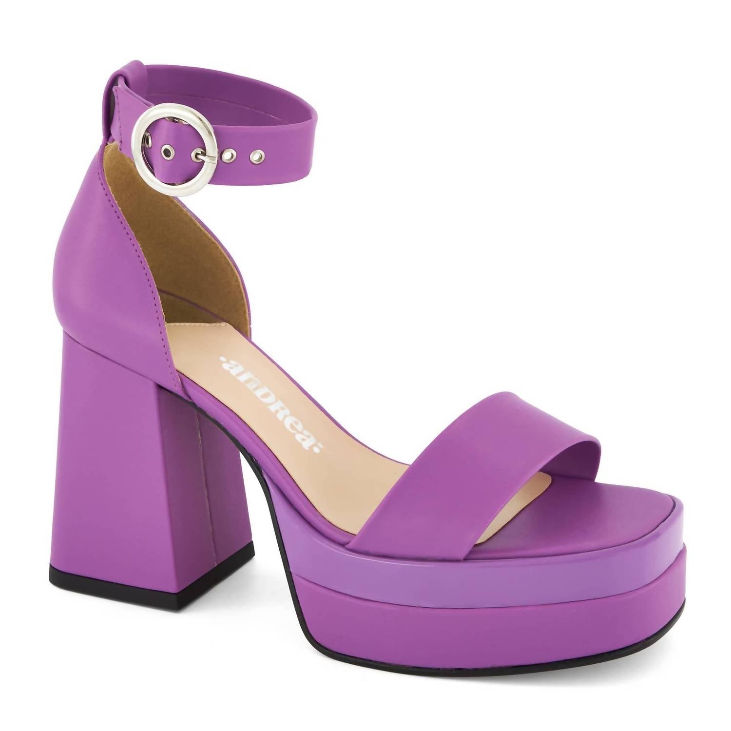 Women's Ankle Strap Sandal With Round Buckle In Fuchsia