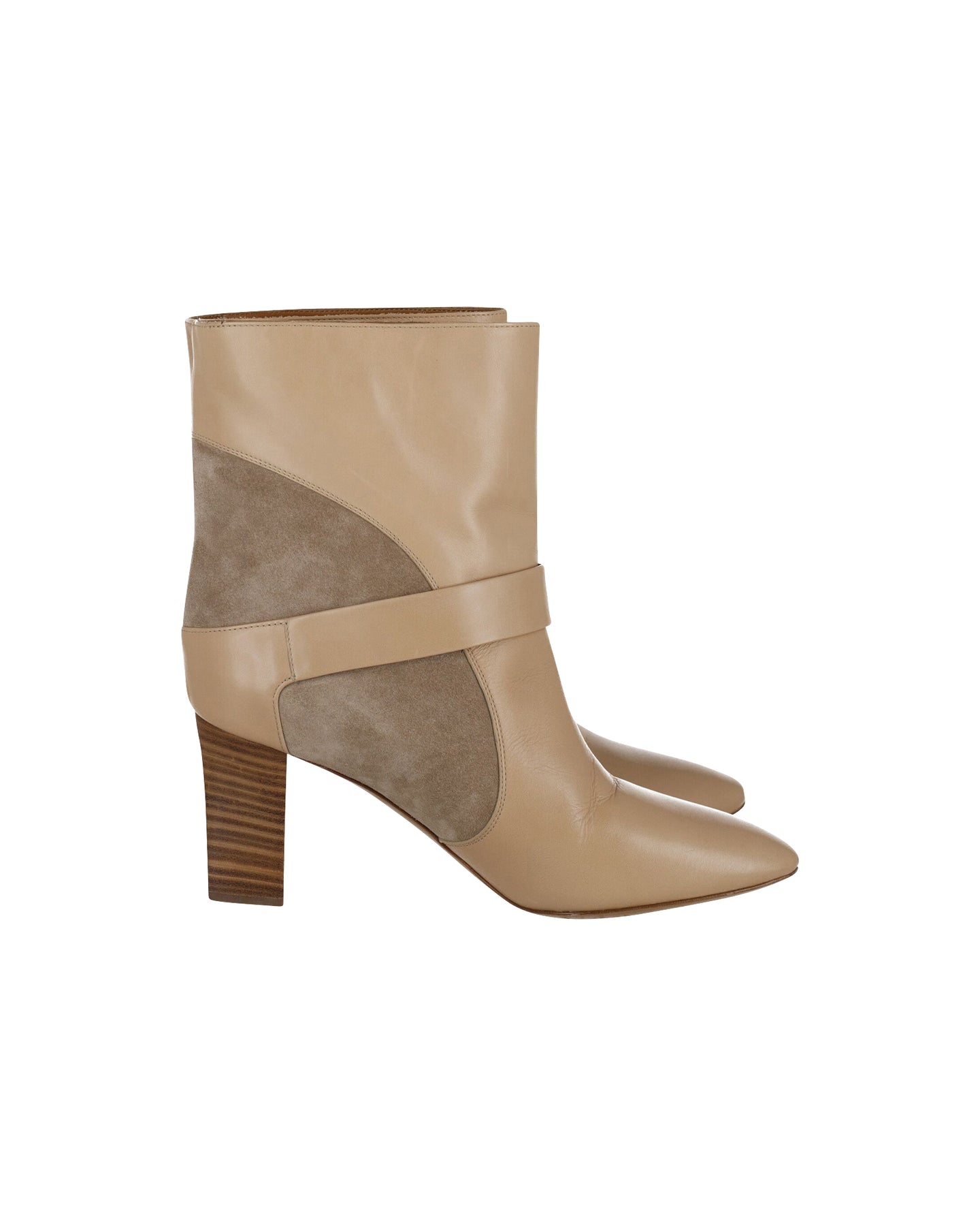 Chloé Ankle Boots in Beige Leather and Suede 7802205306940