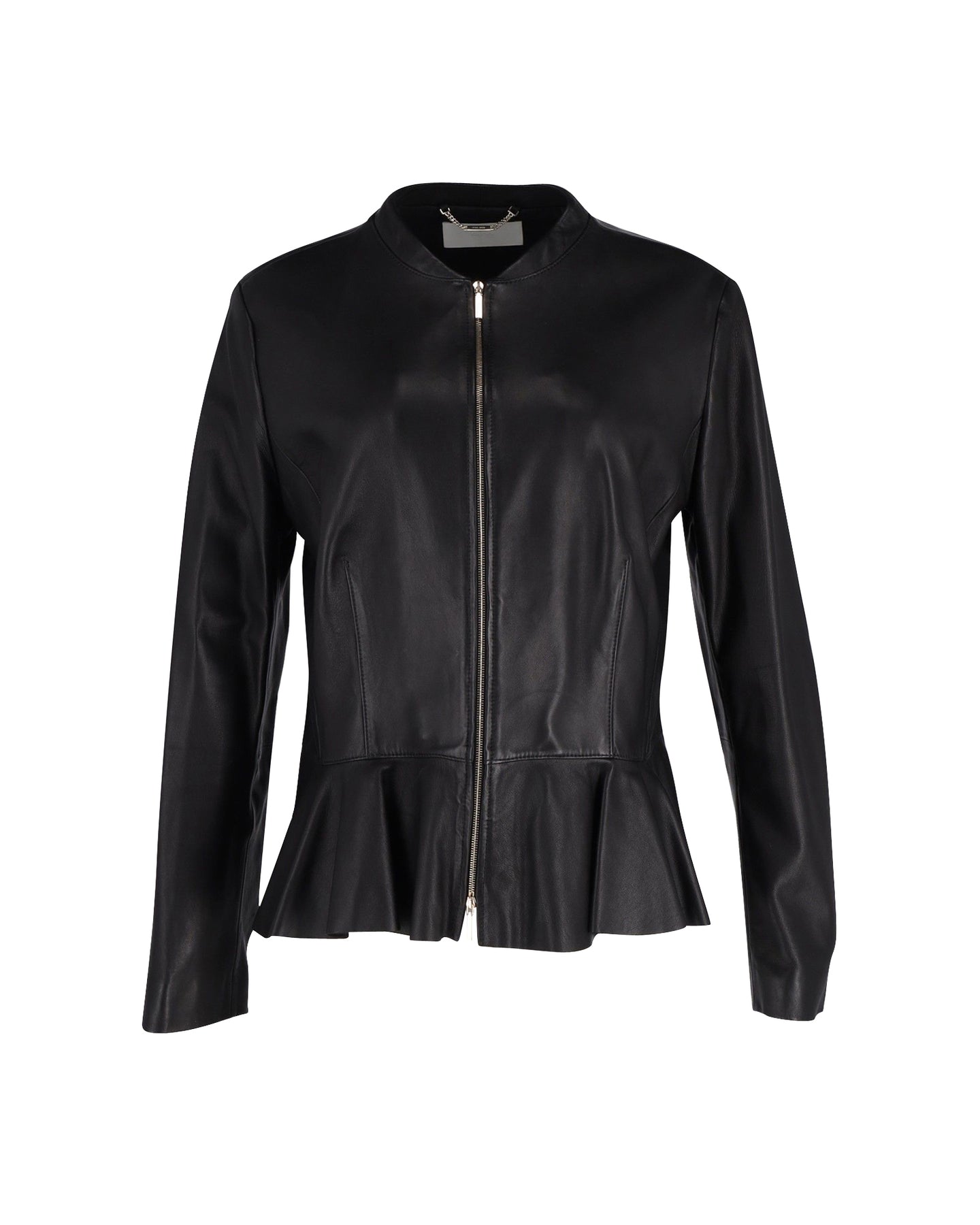 BOSS Zip Peplum Jacket in Black Lambskin Leather 7802228932668
