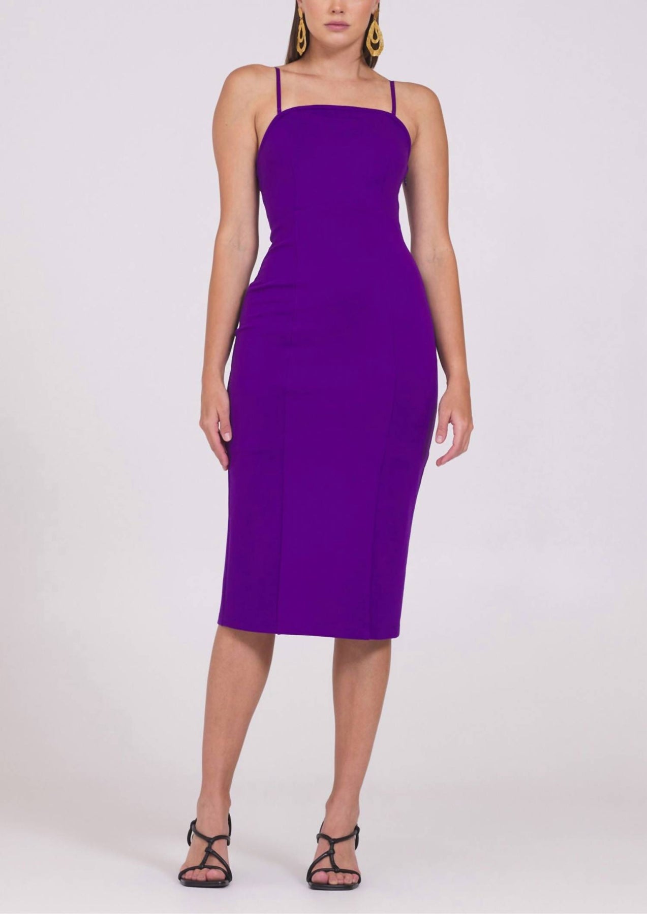 Zori Ponte Midi Dress In Magenta