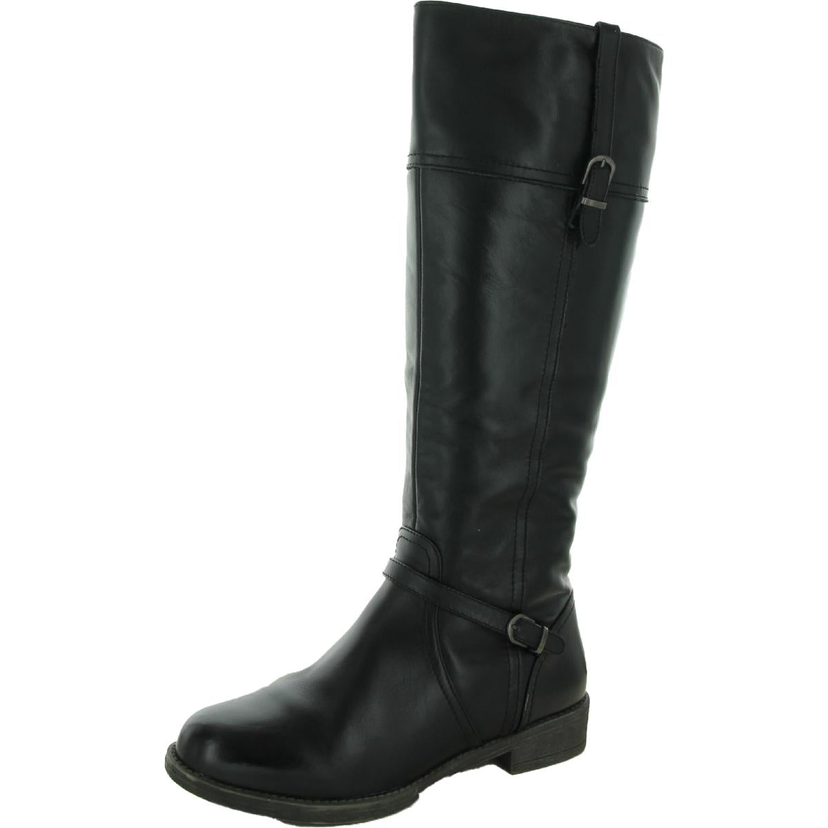 Tasha Leather Block Heel Mid-Calf Boots
