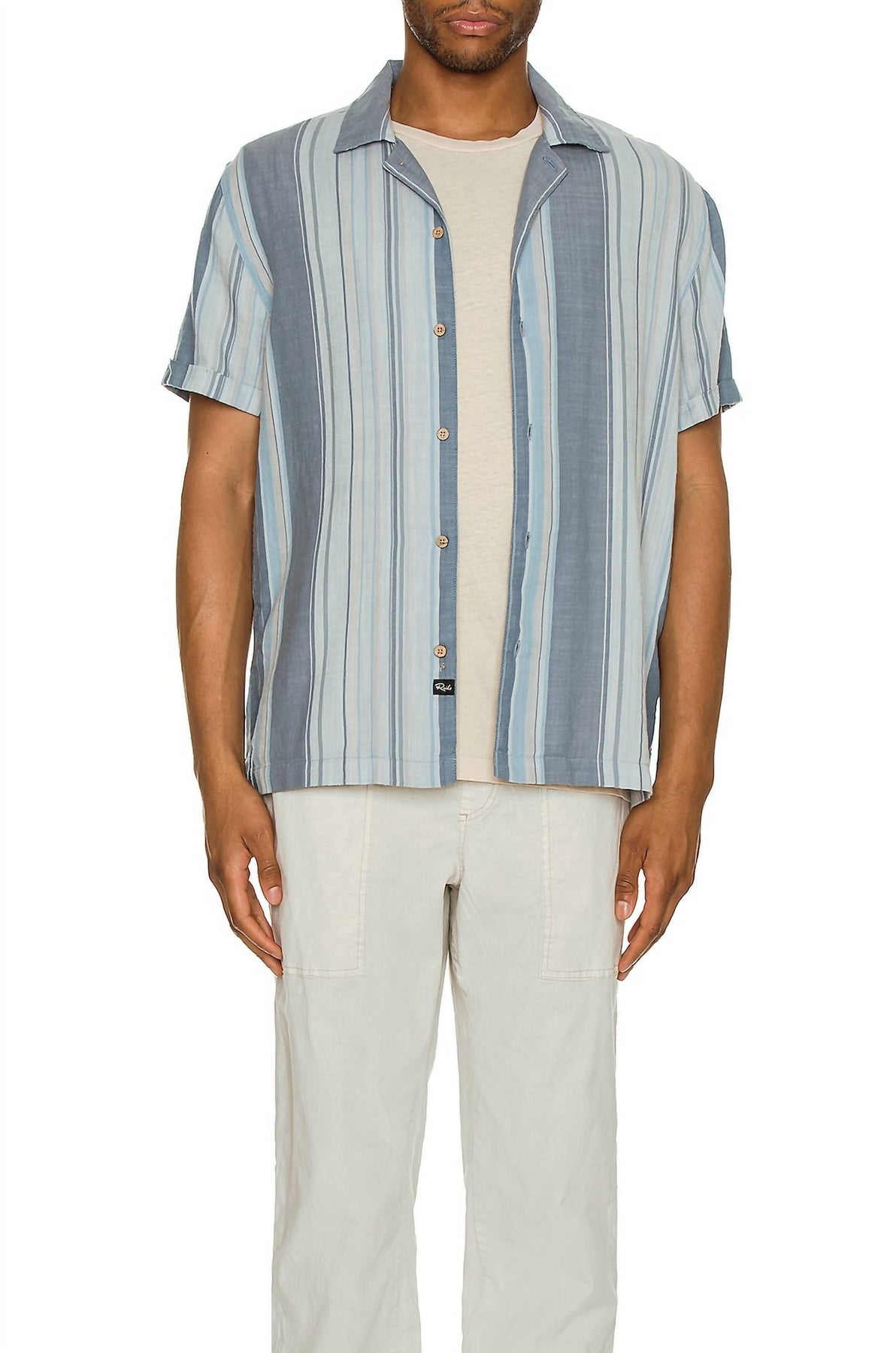 Amalfi Stripe Camp Shirt In Cool Blue Banner
