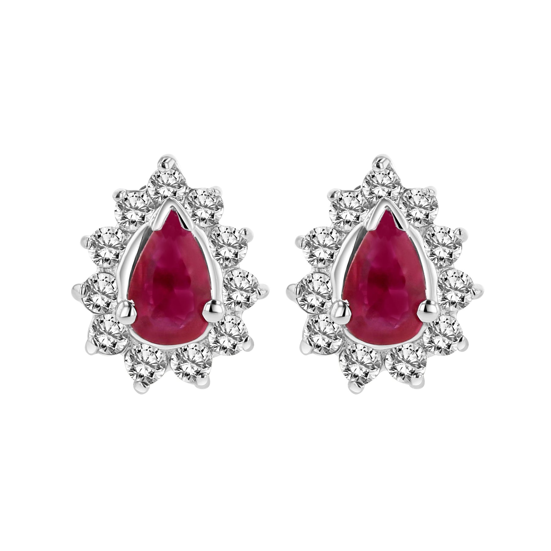 0.80cttw Diamond and Natural Heated Ruby Earring in 14k Gold
