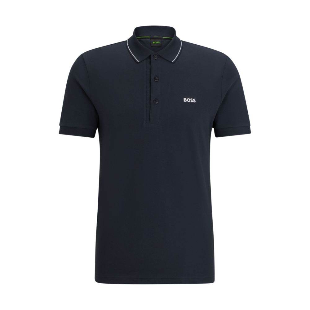 Cotton-piqu slim-fit polo shirt with tonal logo 7581105520700