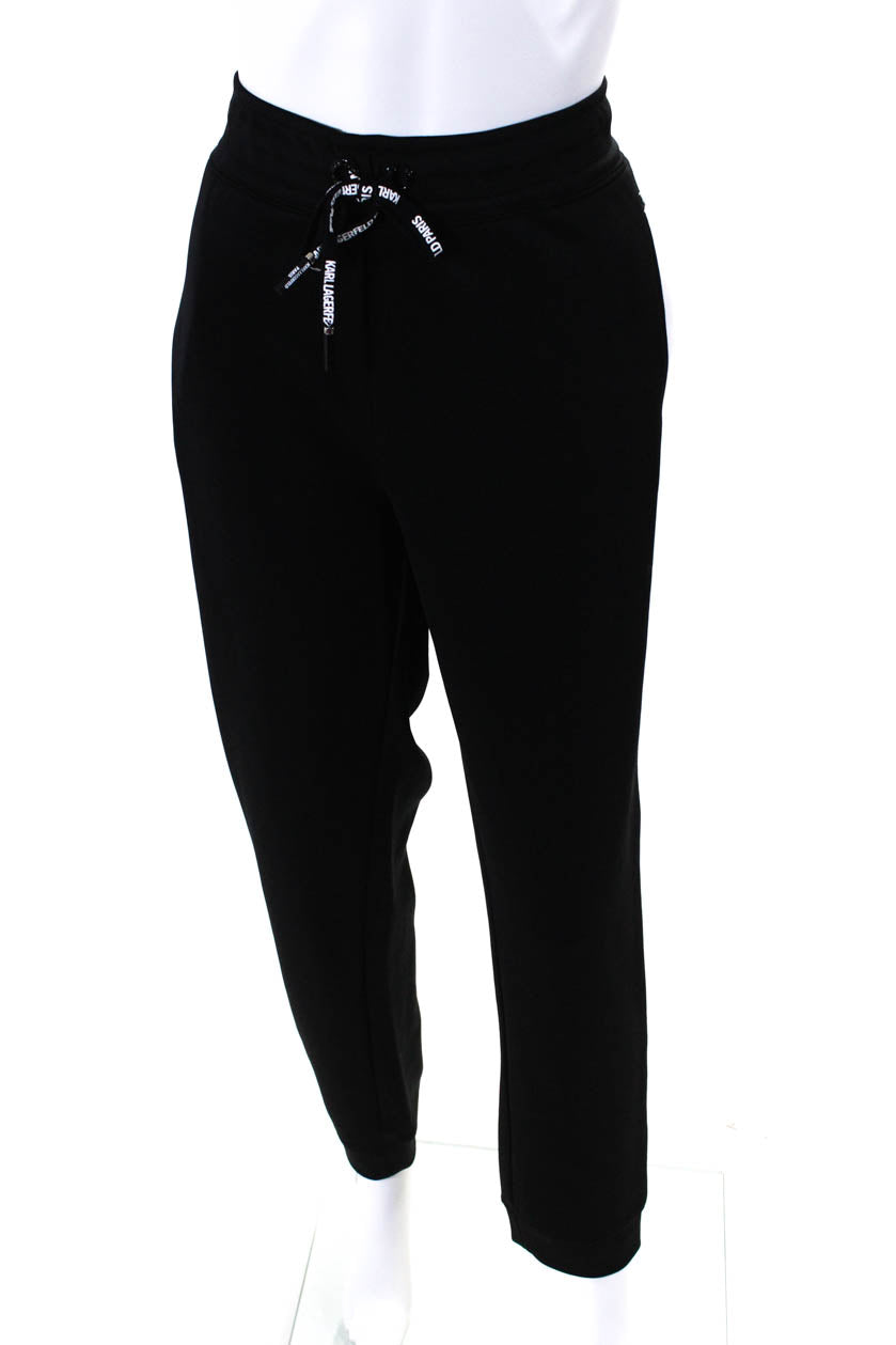 Karl Lagerfeld Women's Drawstring Waist Tapered Leg Jogger Pant Black