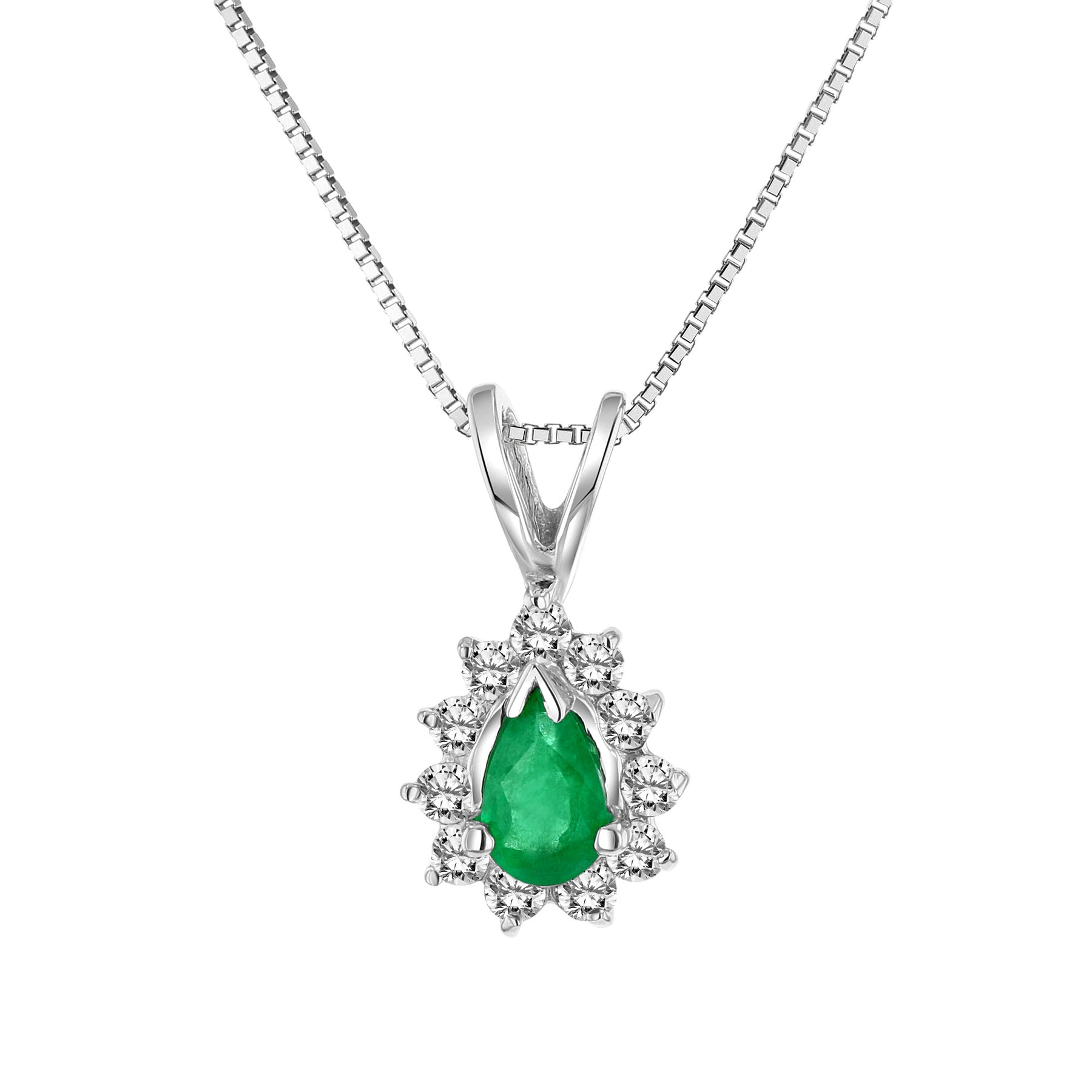 0.35cttw Diamond and Emerald Pendant in 14k Gold