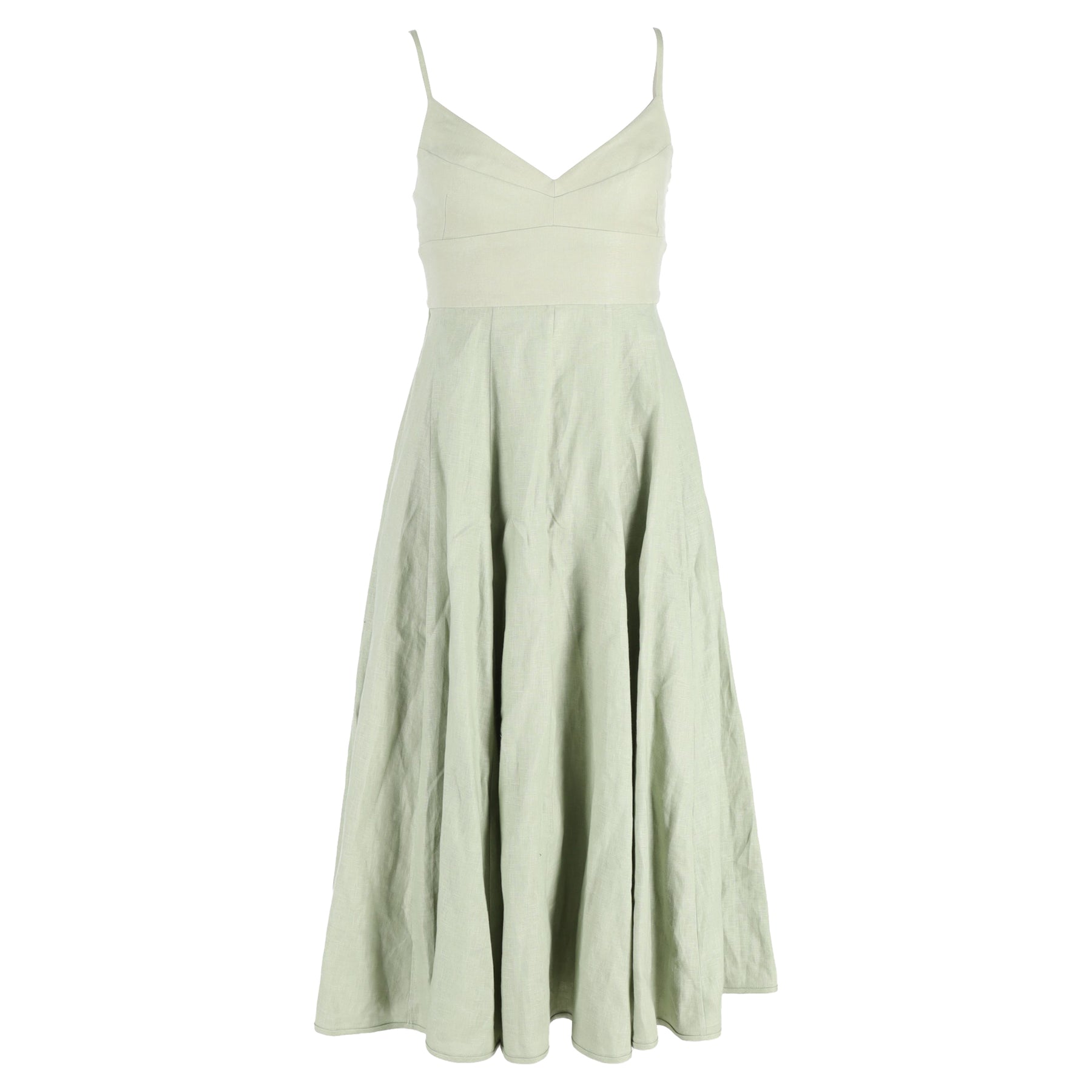 Zimmermann Dancer Picnic Midi Dress in Green Linen 7826371641404