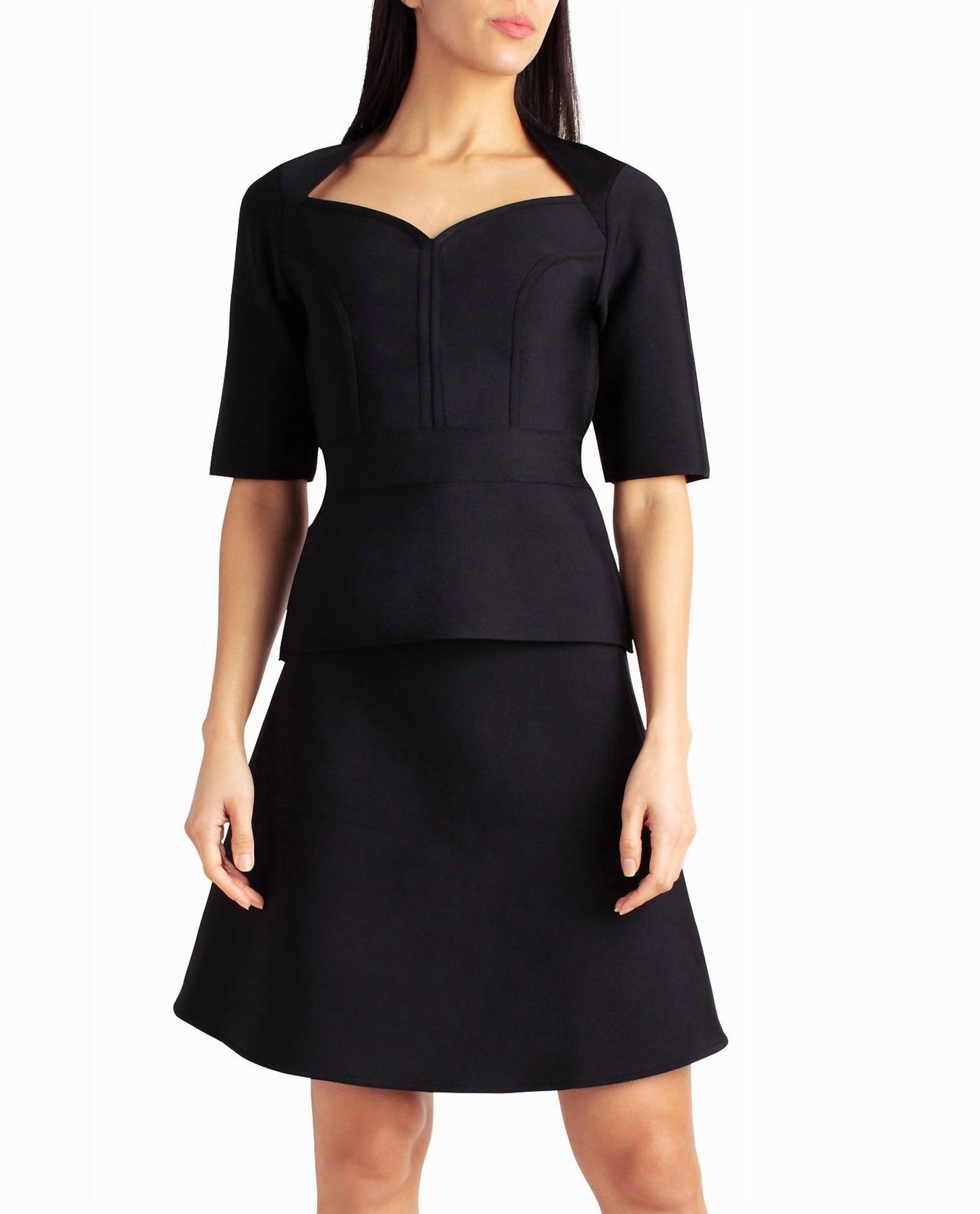 Lucy Knit Sweetheart Top In Very Black 7686711377980