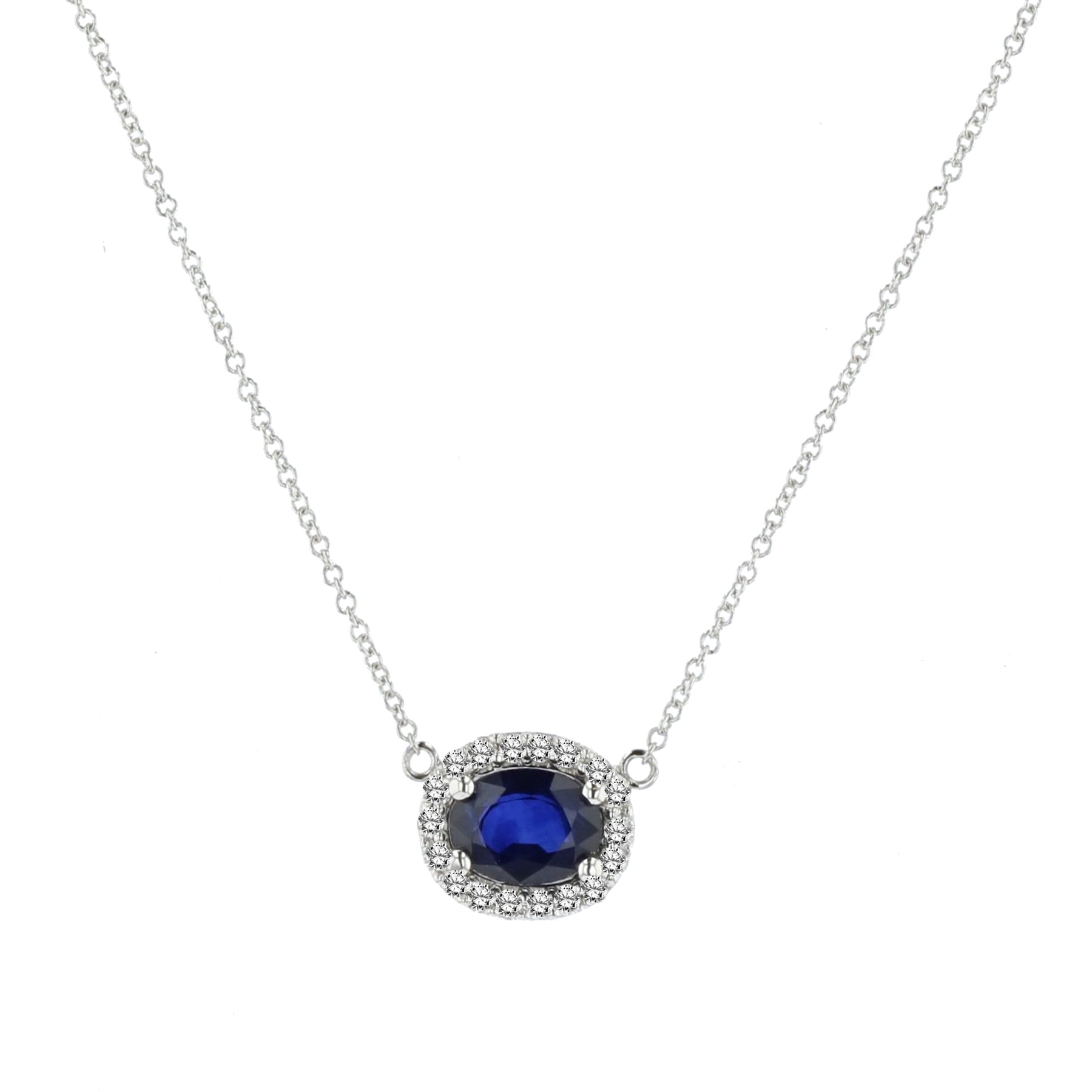 0.15ctw Diamond and Sapphire Pendant on 14k White Gold