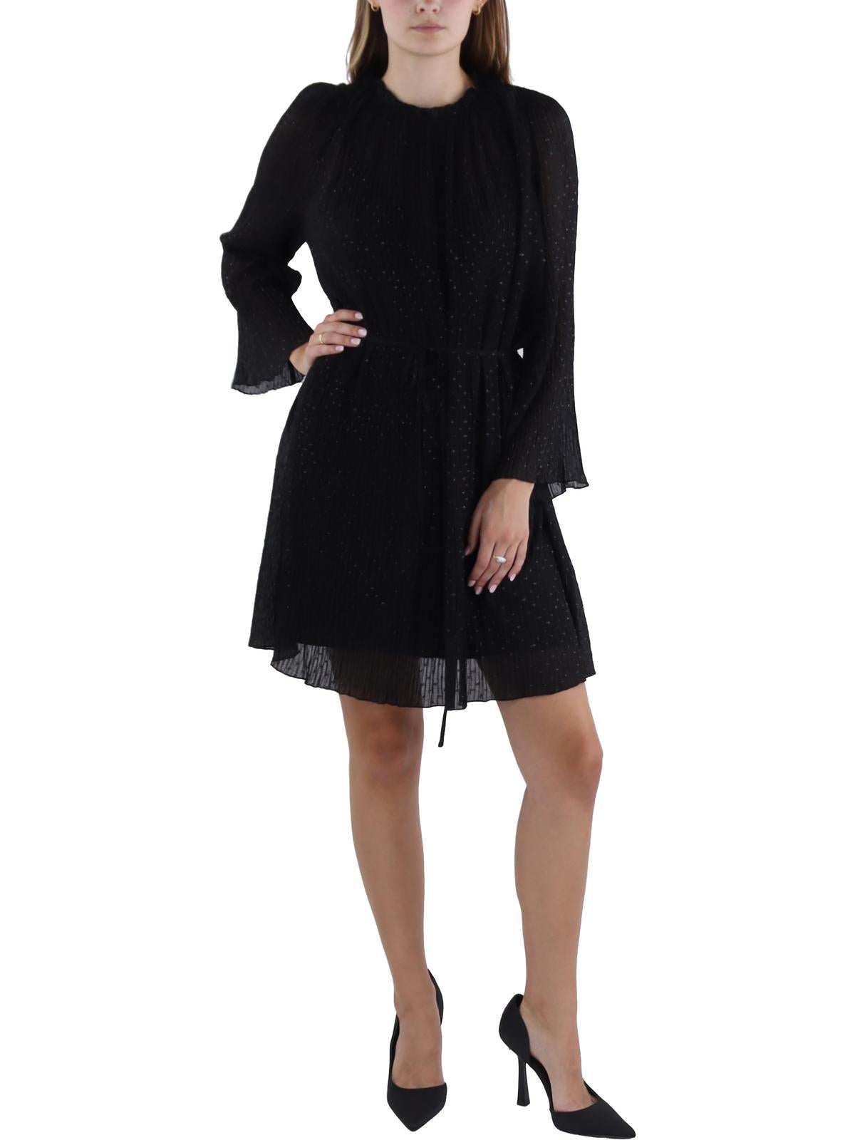 Womens Pleated Above Knee Shift Dress