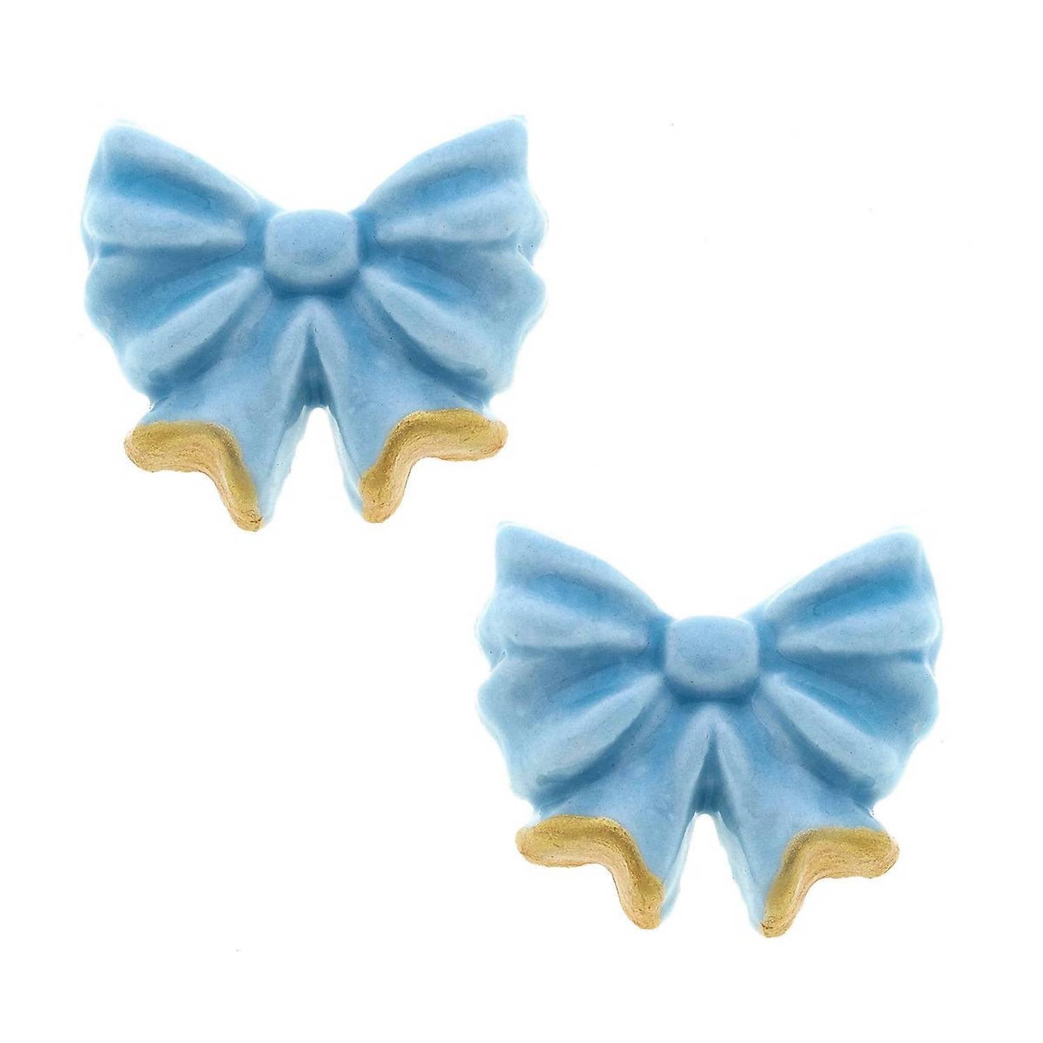 Women's Lucy Porcelain Bow Stud Earrings In Blue