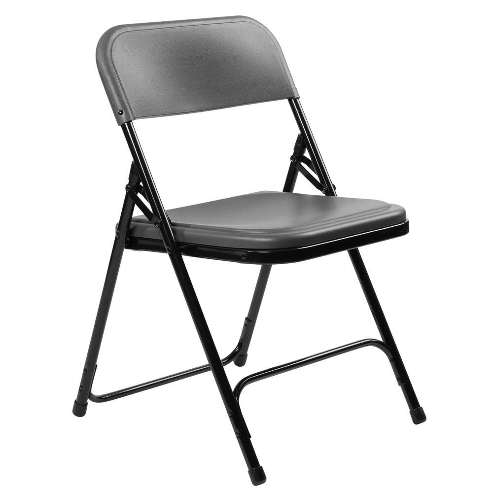 NPS 800 Series Premium Lightweight Plastic Folding Chair, Charcoal Slate (Pack of 4)