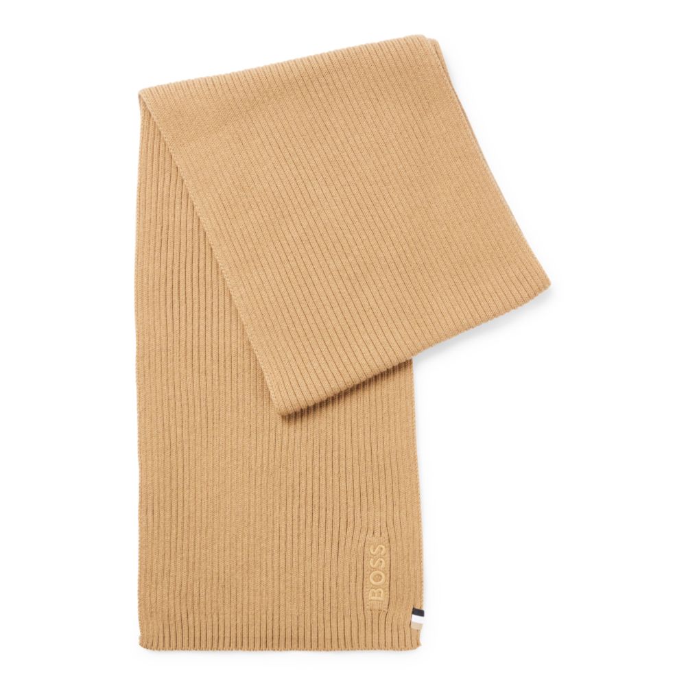 Ribbed scarf in a cotton blend with logo details
